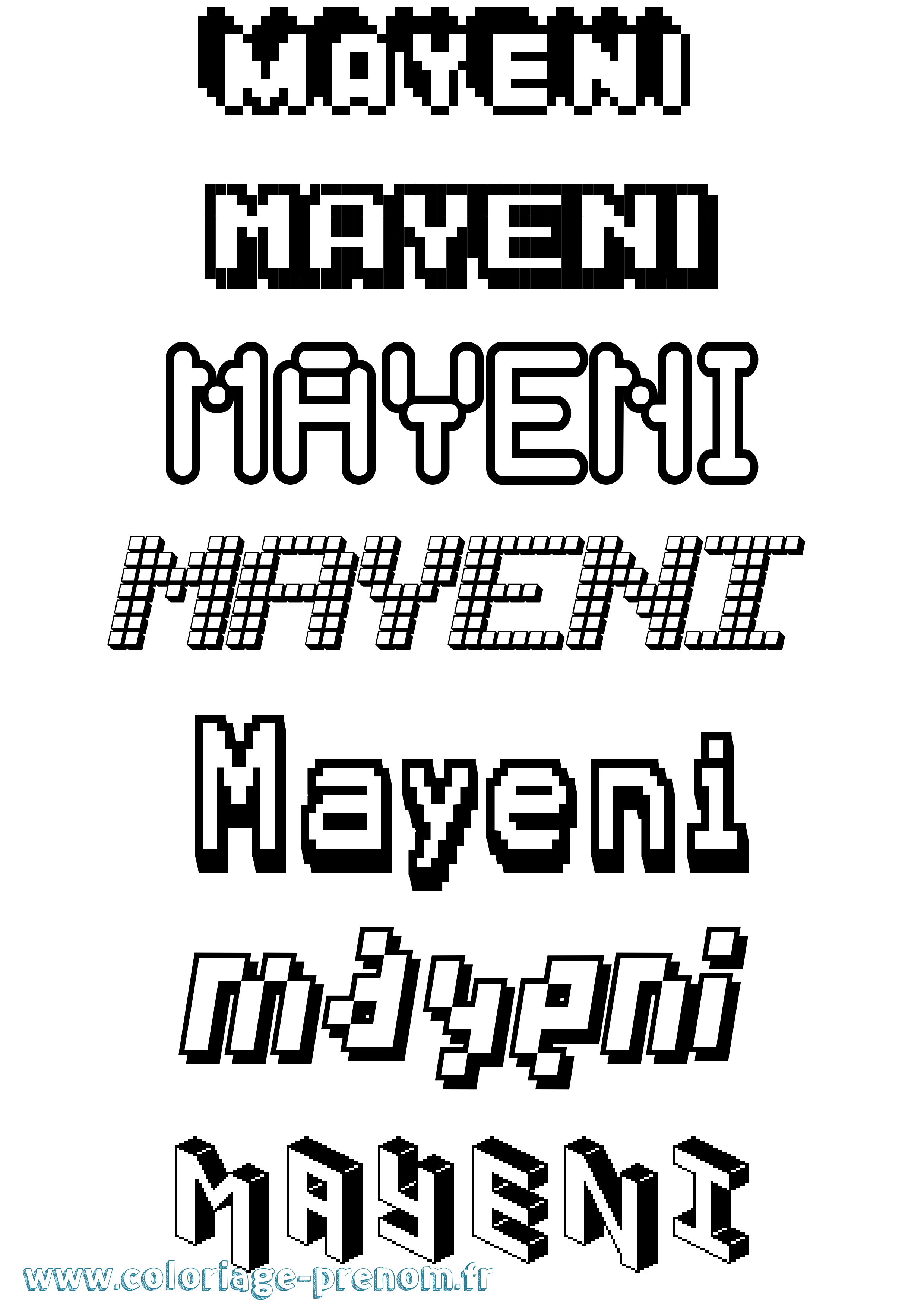 Coloriage Mayeni Pixel Coloriage prénom Mayeni Pixel