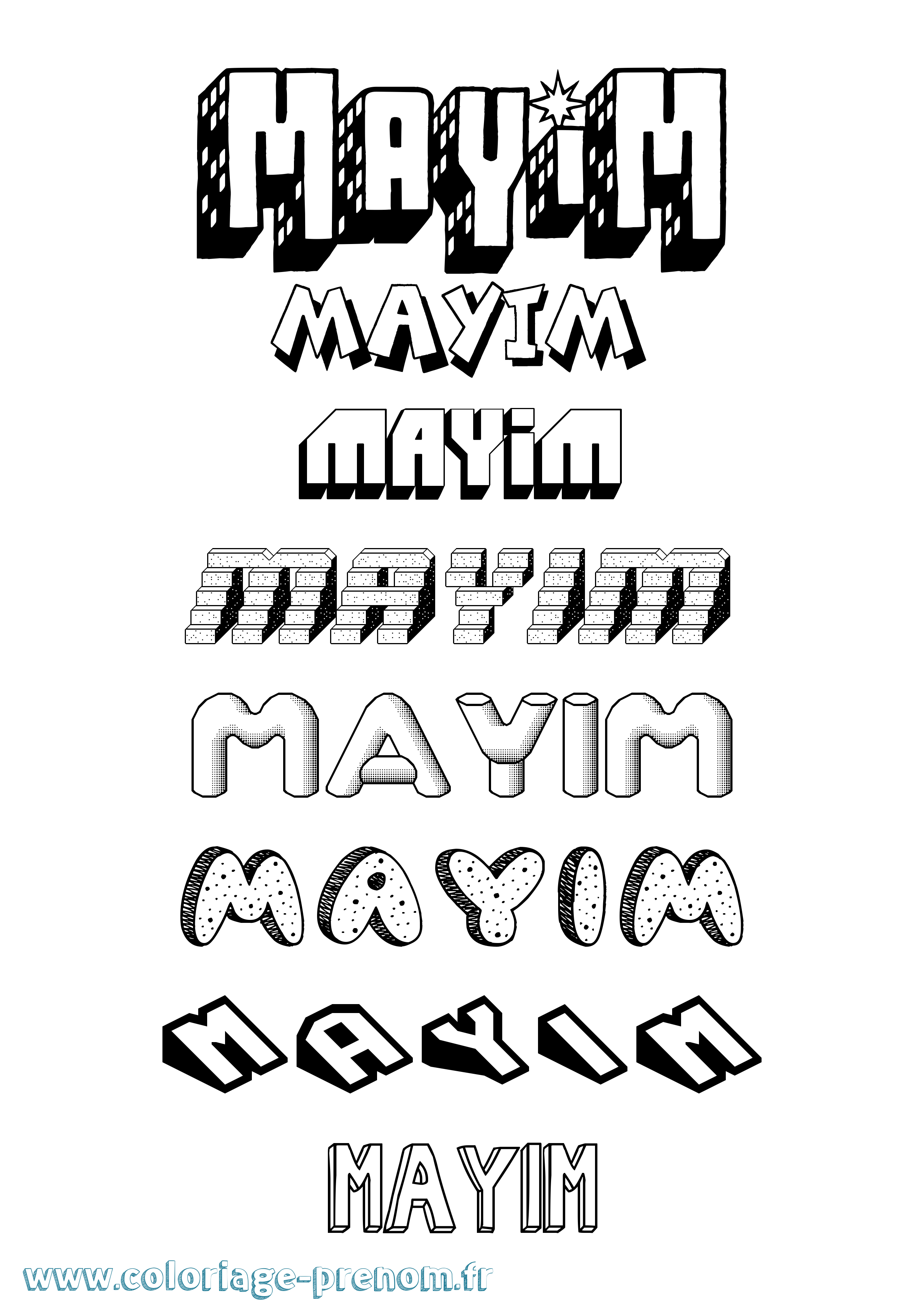 Coloriage Mayim Effet 3D Coloriage prénom Mayim Effet 3D