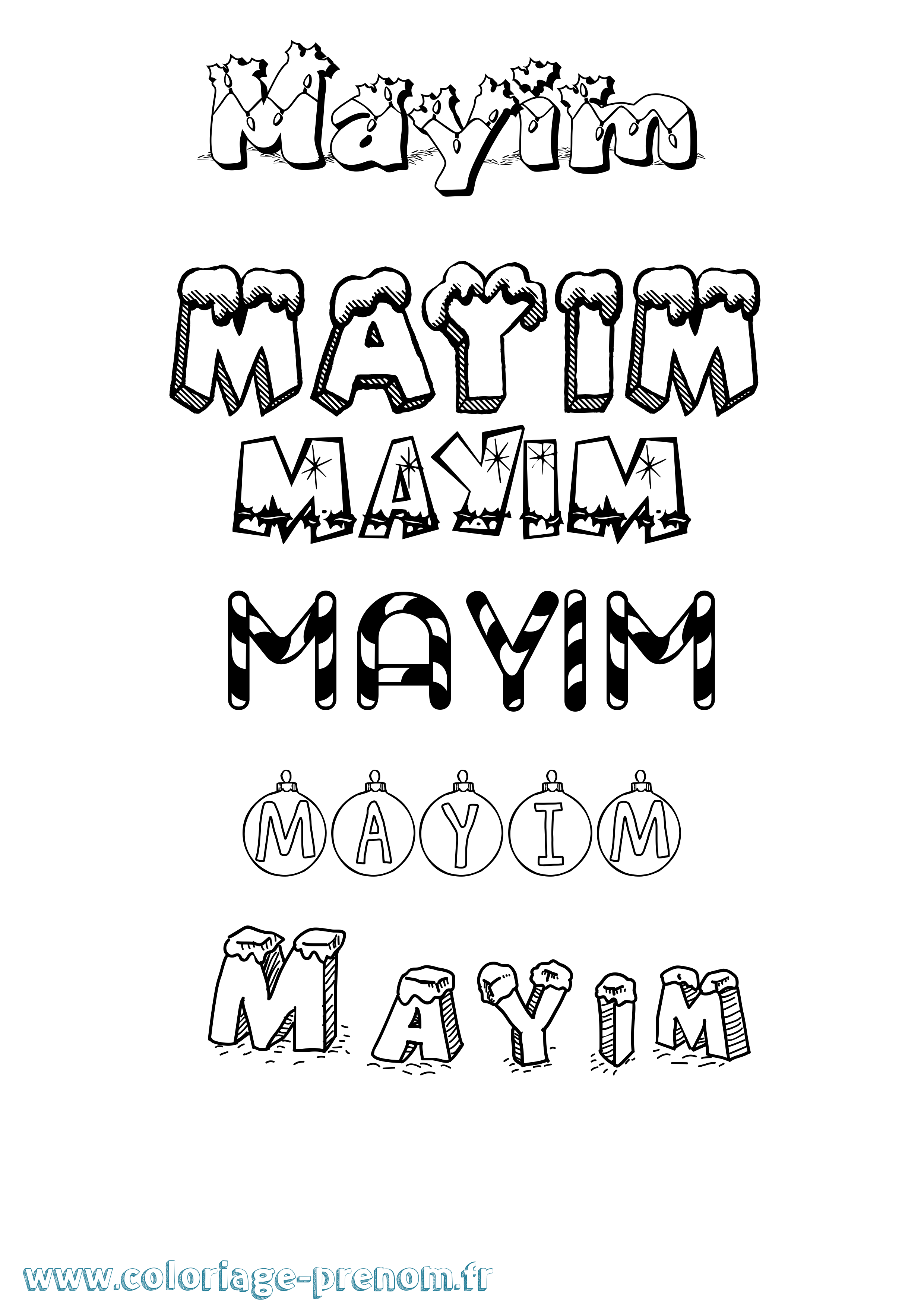 Coloriage Mayim Noël Coloriage prénom Mayim Noël