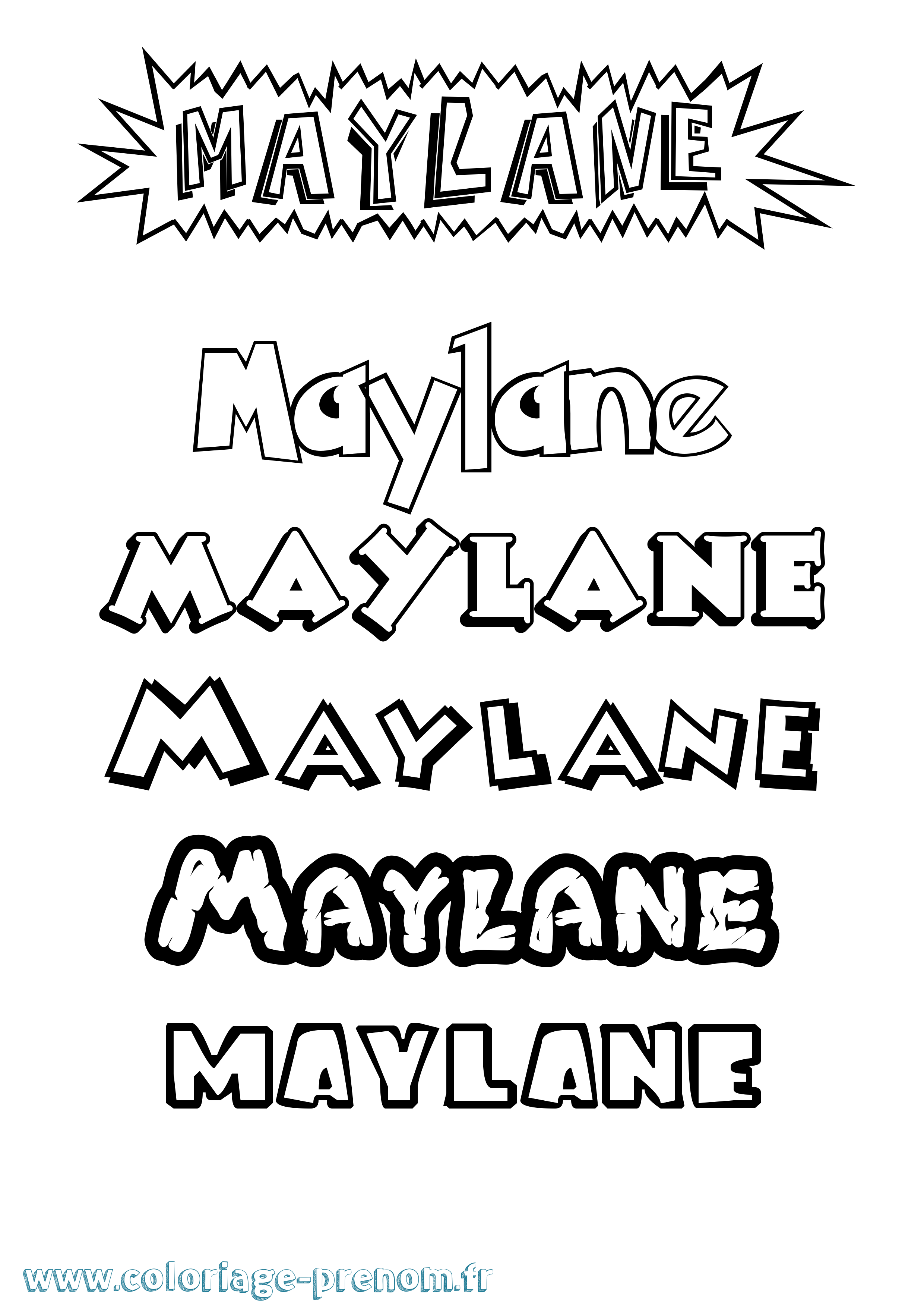 Coloriage Maylane Dessin Animé Coloriage prénom Maylane Dessin Animé
