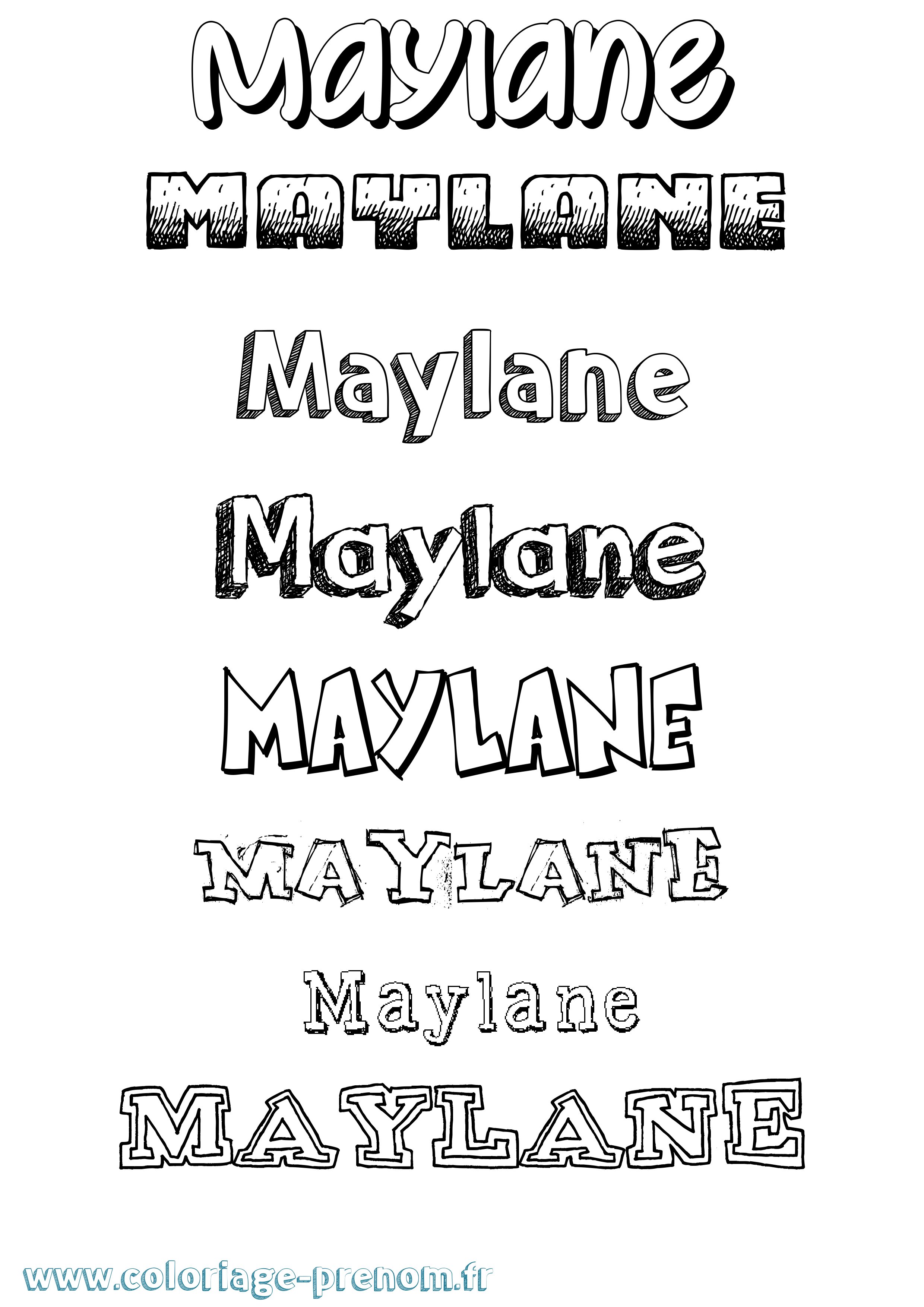 Coloriage Maylane Dessiné Coloriage prénom Maylane Dessiné