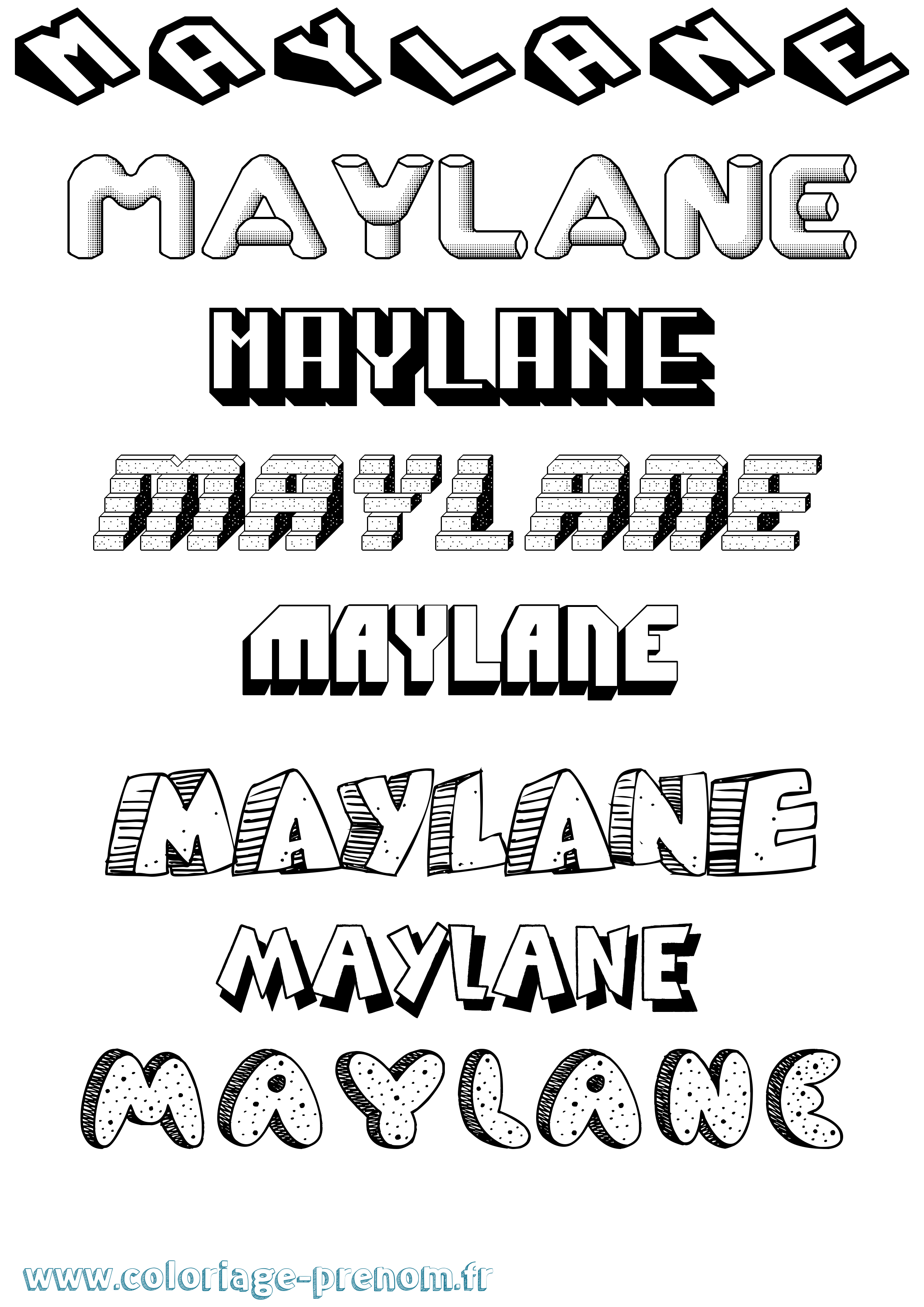 Coloriage Maylane Effet 3D Coloriage prénom Maylane Effet 3D