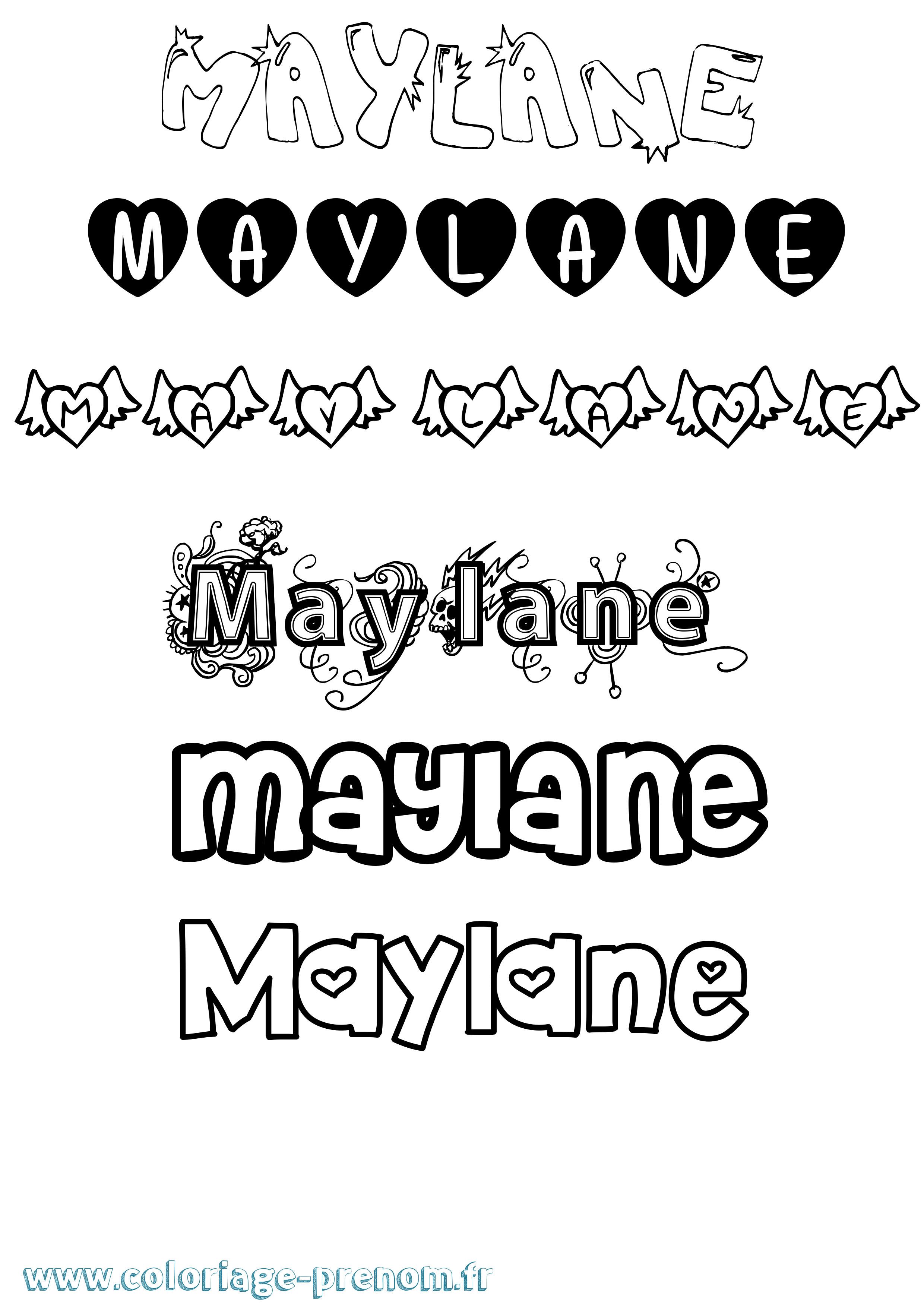 Coloriage Maylane Girly Coloriage prénom Maylane Girly