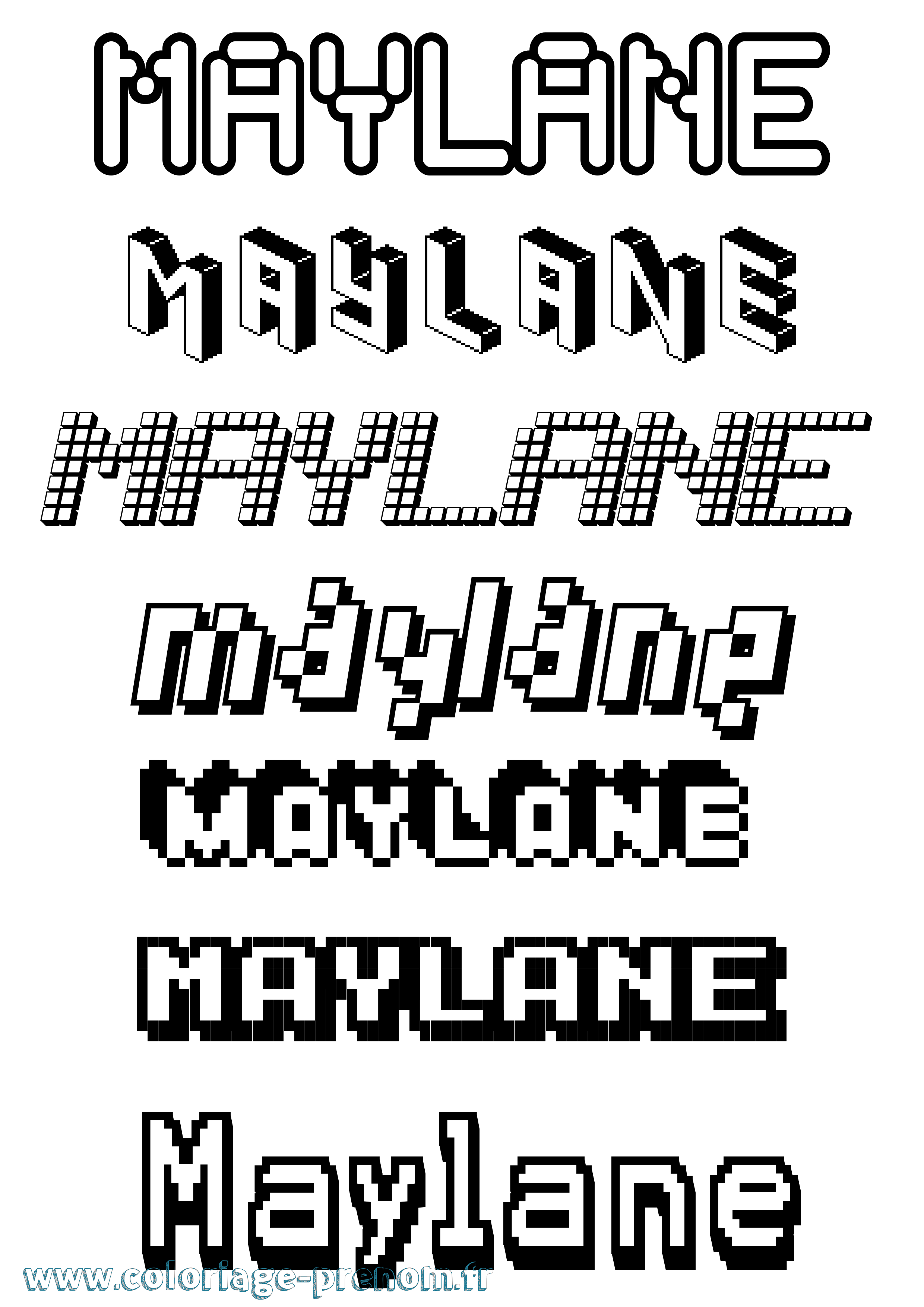 Coloriage Maylane Pixel Coloriage prénom Maylane Pixel