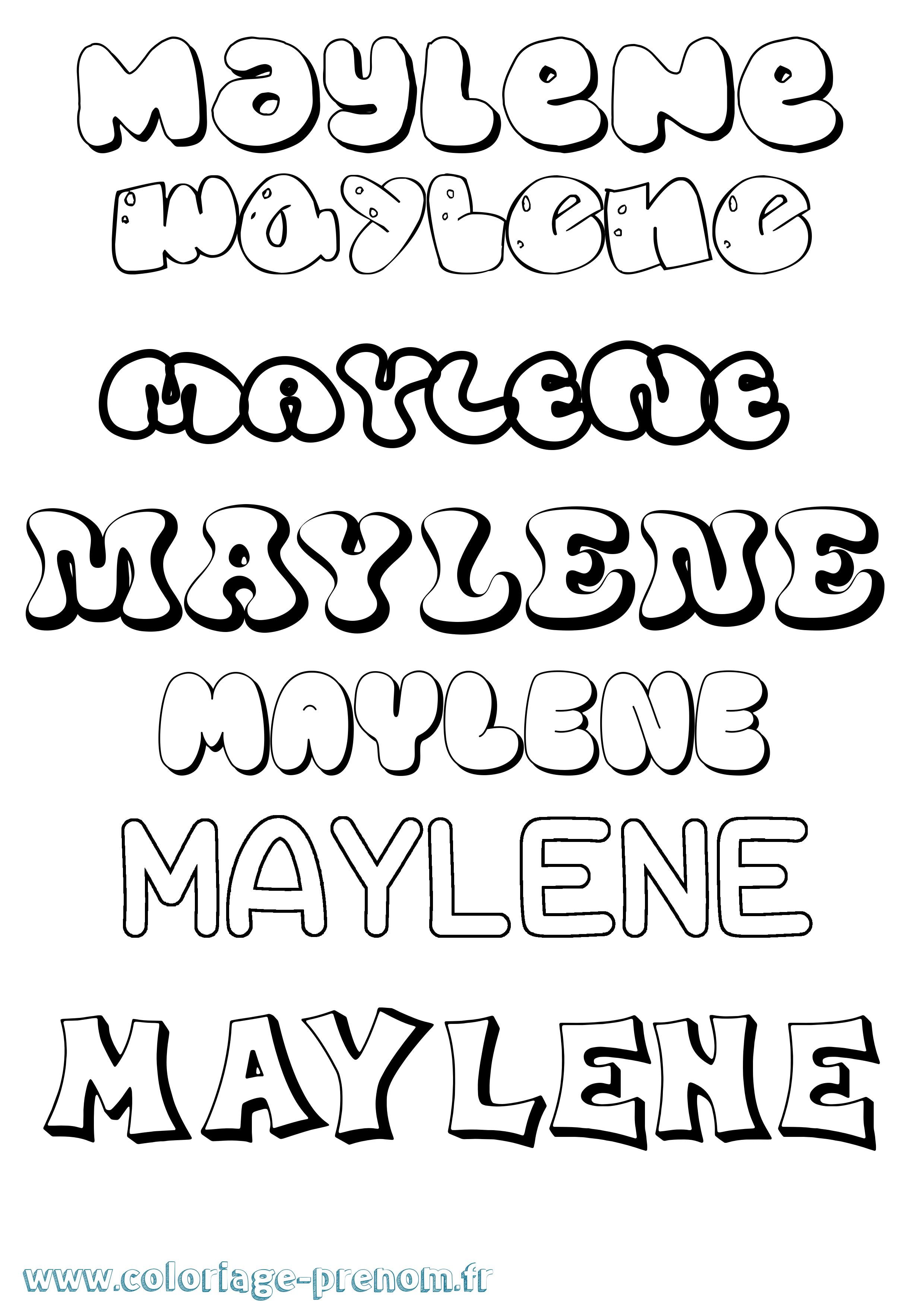 Coloriage Maylene Bubble Coloriage prénom Maylene Bubble