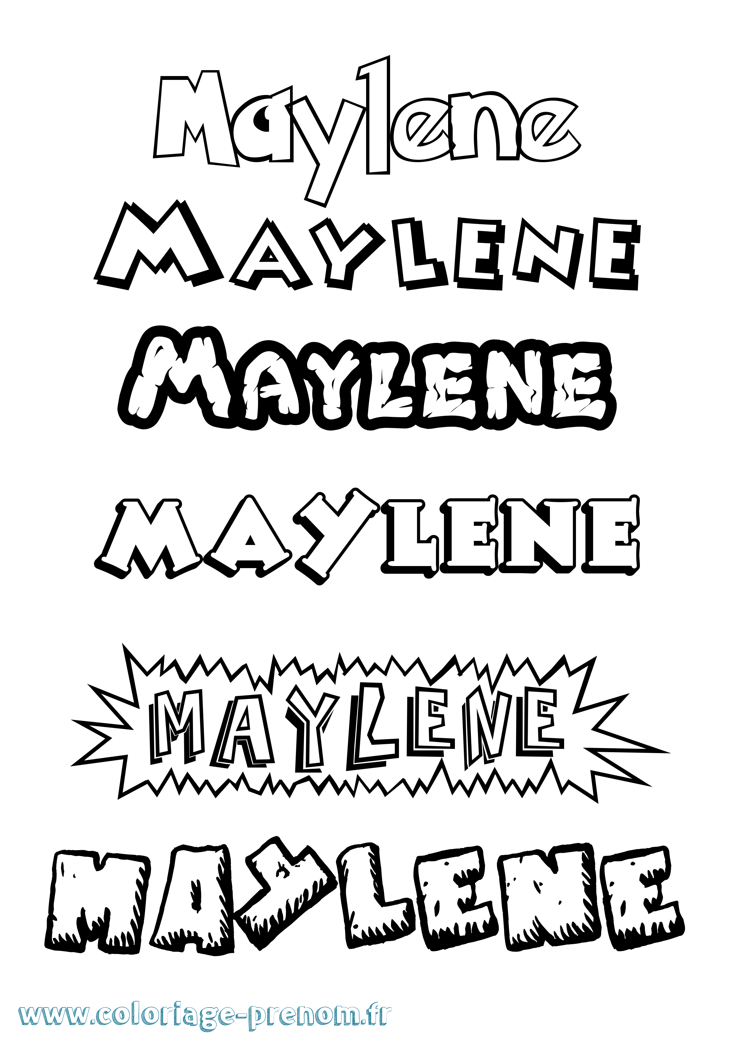 Coloriage Maylene Dessin Animé Coloriage prénom Maylene Dessin Animé