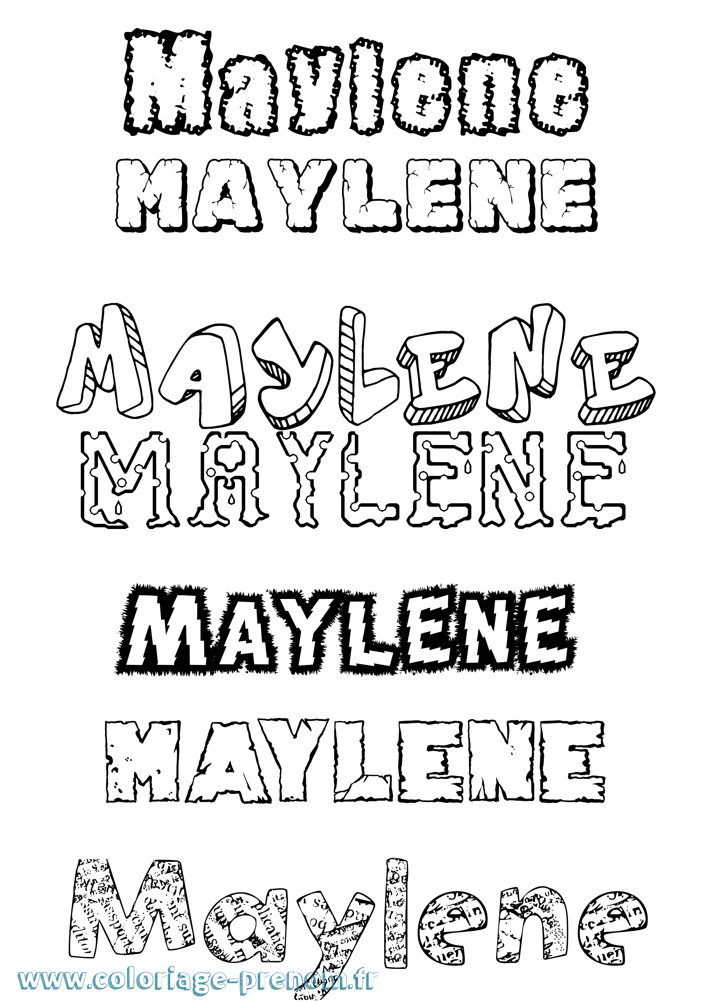 Coloriage Maylene Destructuré Coloriage prénom Maylene Destructuré