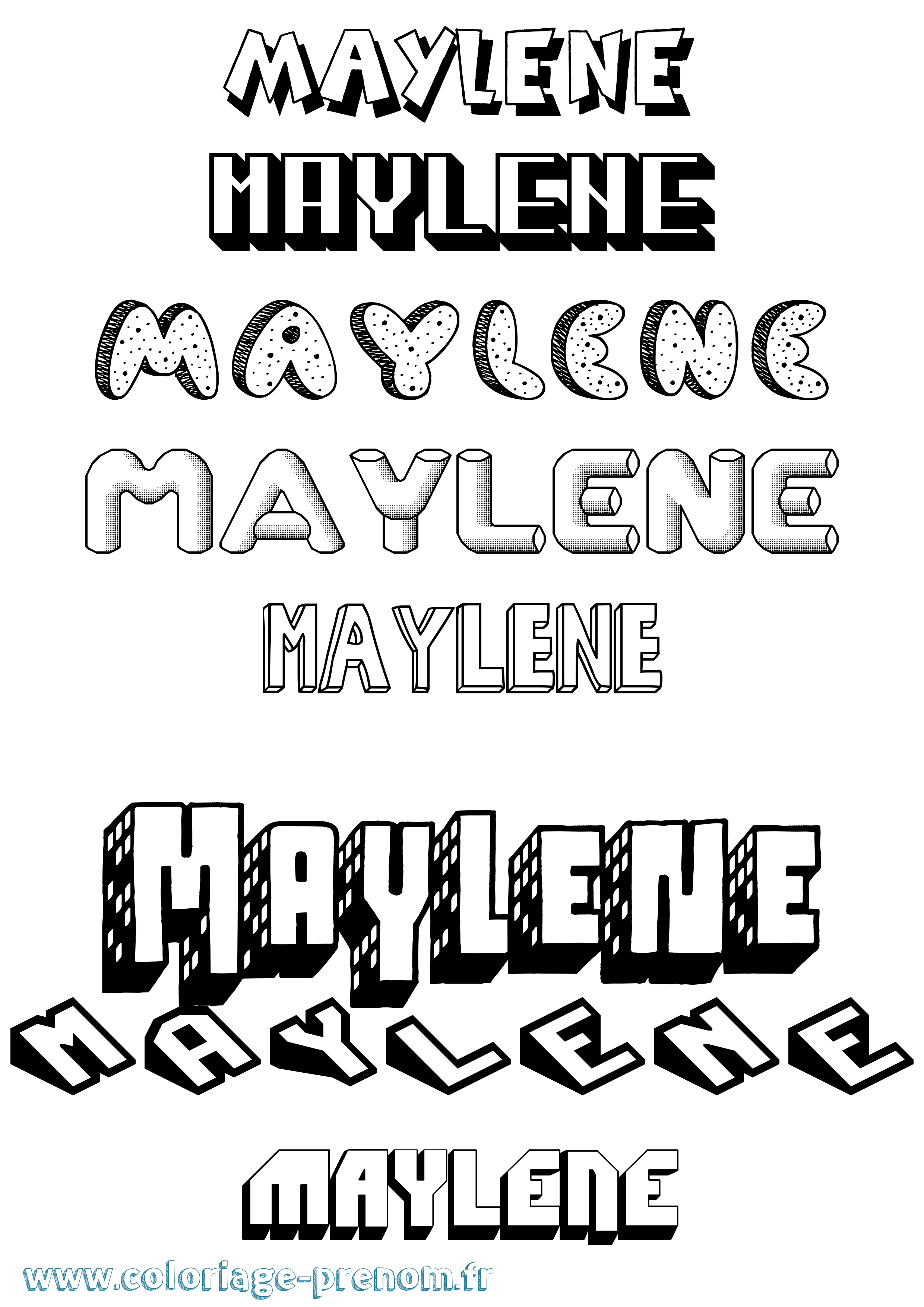 Coloriage Maylene Effet 3D Coloriage prénom Maylene Effet 3D