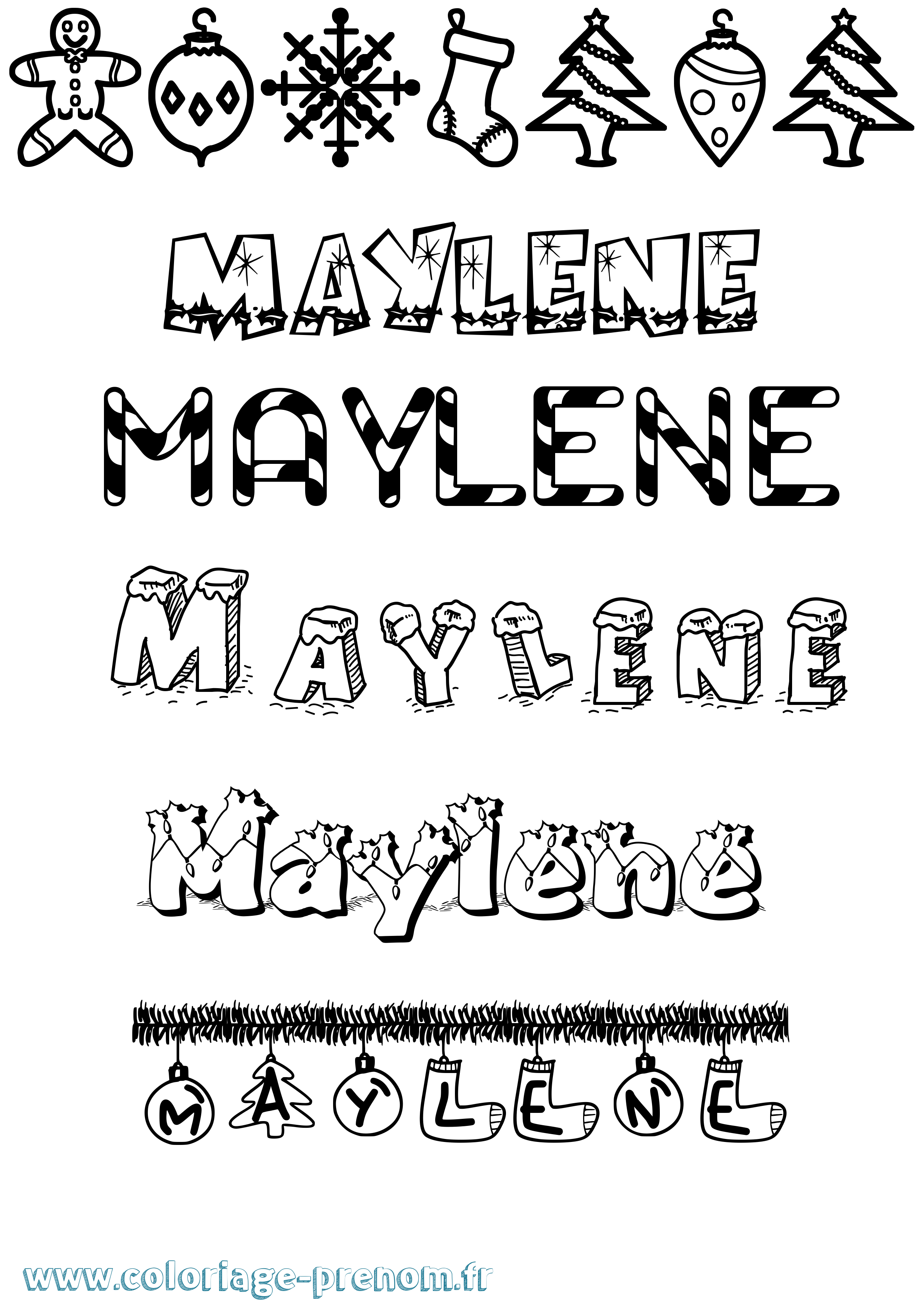 Coloriage Maylene Noël Coloriage prénom Maylene Noël