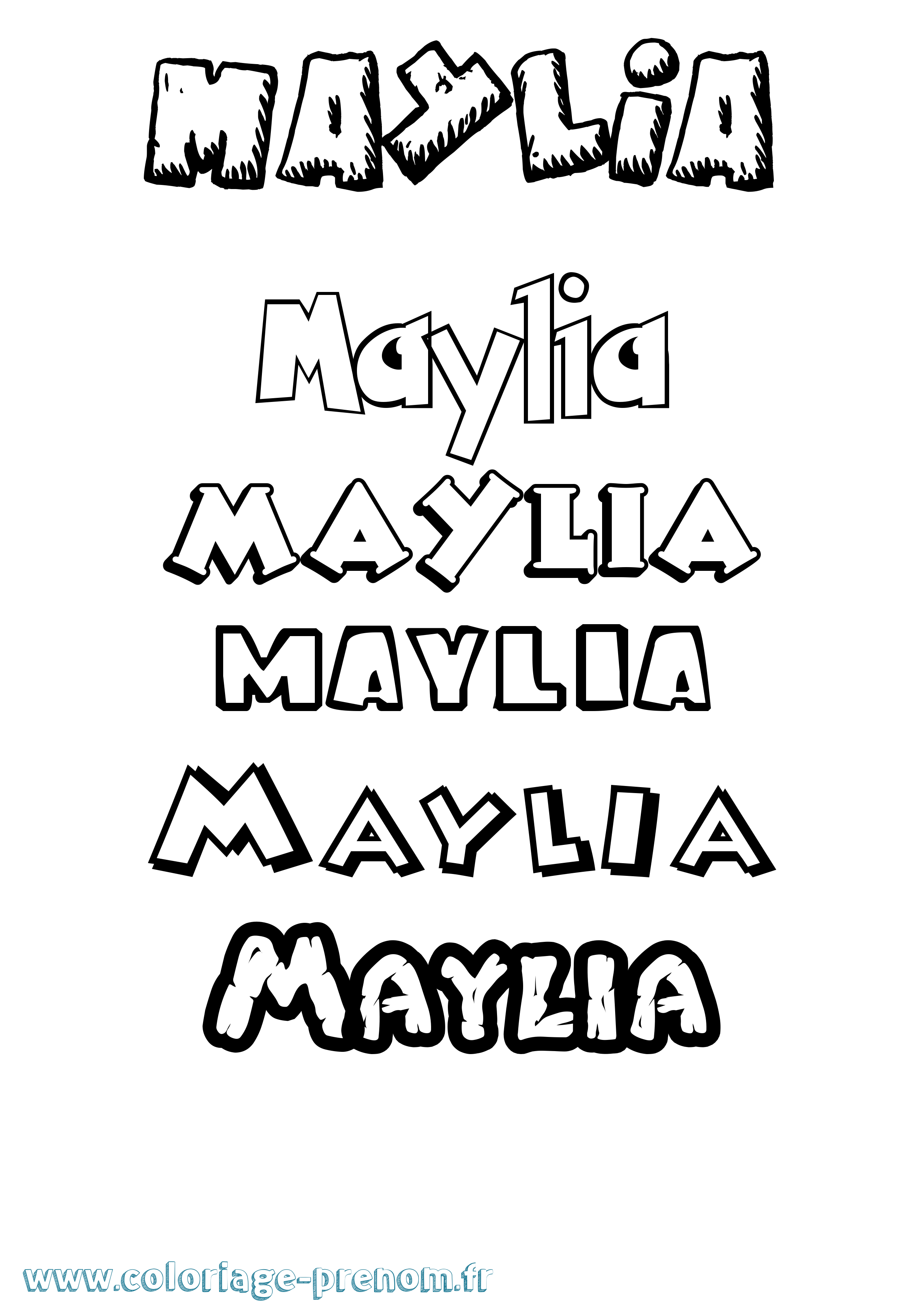 Coloriage Maylia Dessin Animé Coloriage prénom Maylia Dessin Animé
