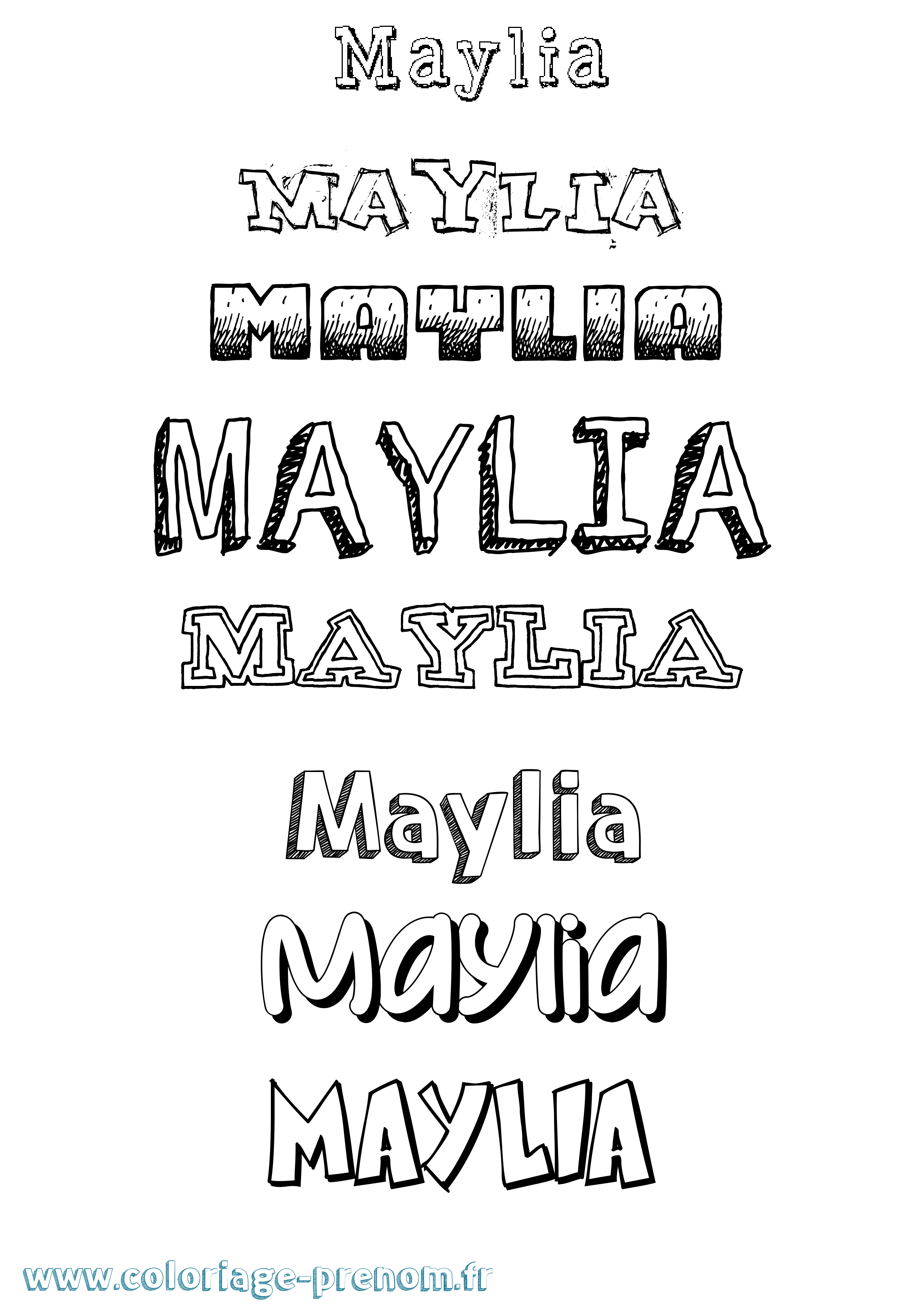 Coloriage Maylia Dessiné Coloriage prénom Maylia Dessiné