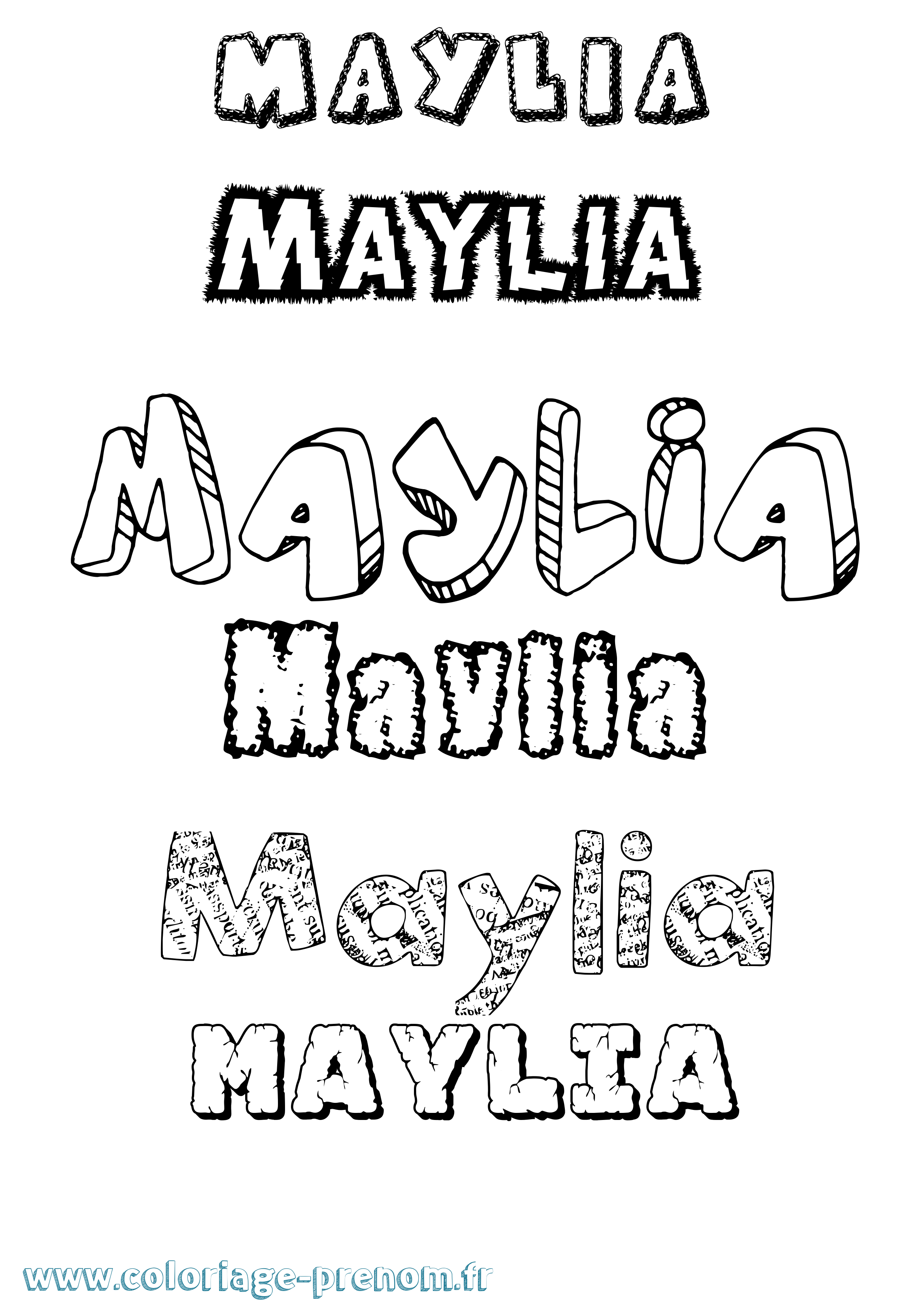 Coloriage Maylia Destructuré Coloriage prénom Maylia Destructuré