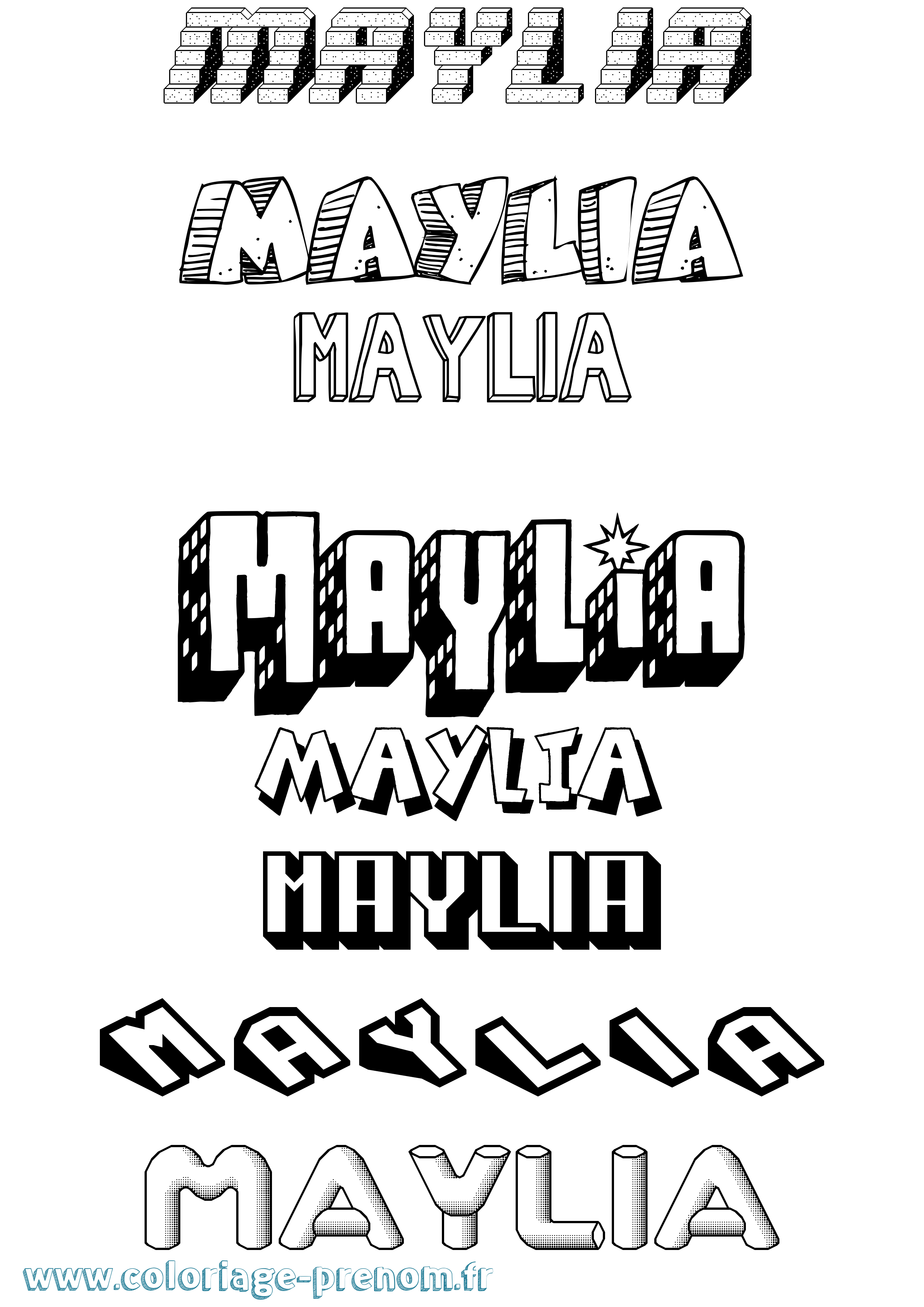 Coloriage Maylia Effet 3D Coloriage prénom Maylia Effet 3D