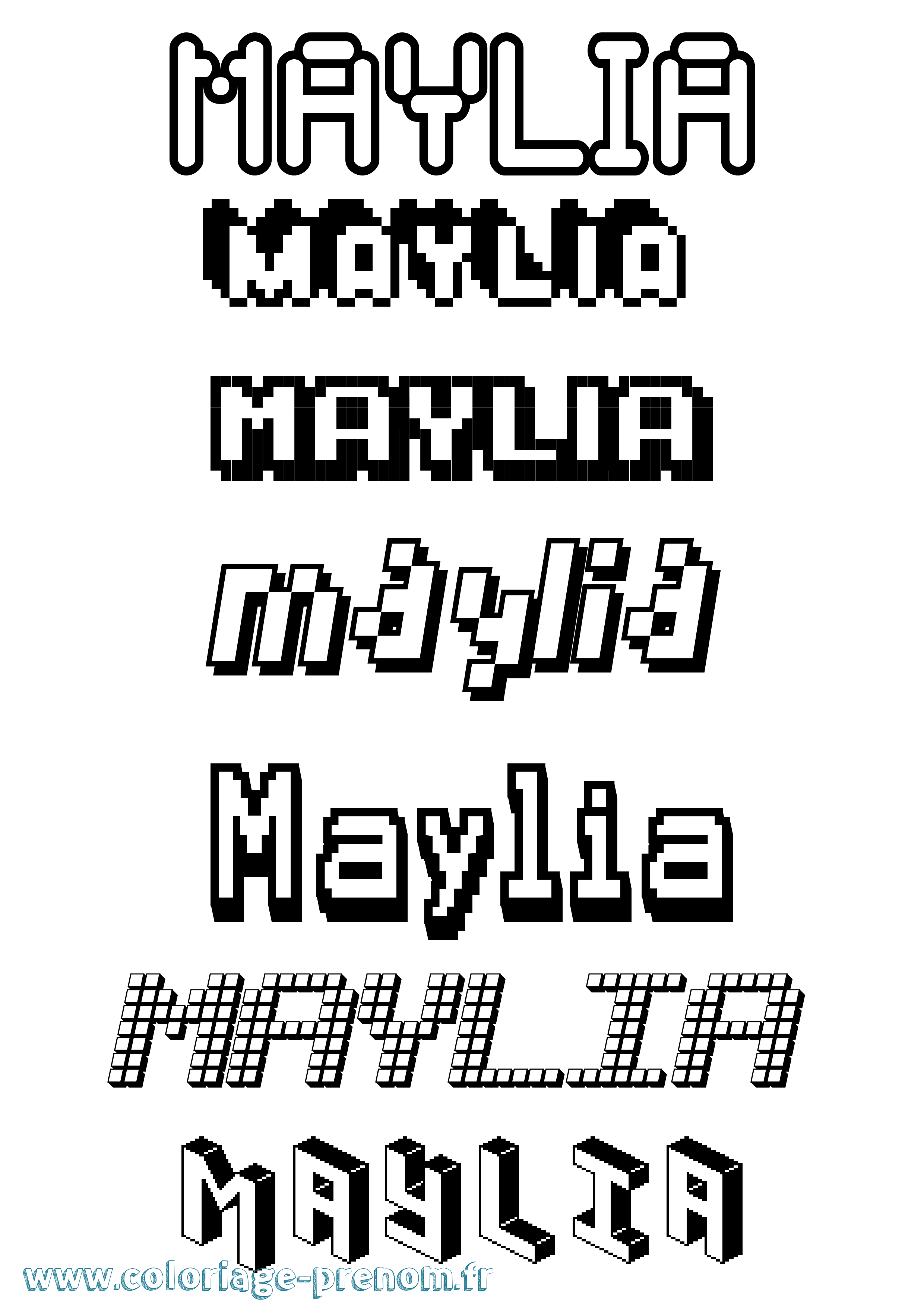 Coloriage Maylia Pixel Coloriage prénom Maylia Pixel
