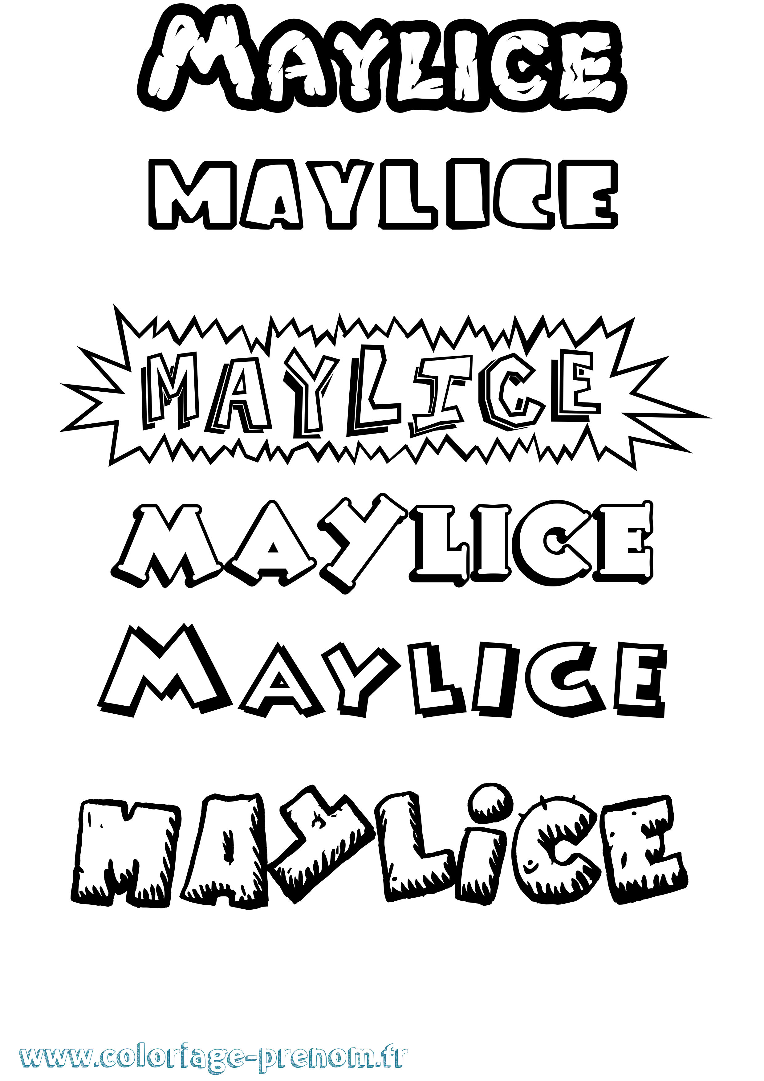 Coloriage Maylice Dessin Animé Coloriage prénom Maylice Dessin Animé