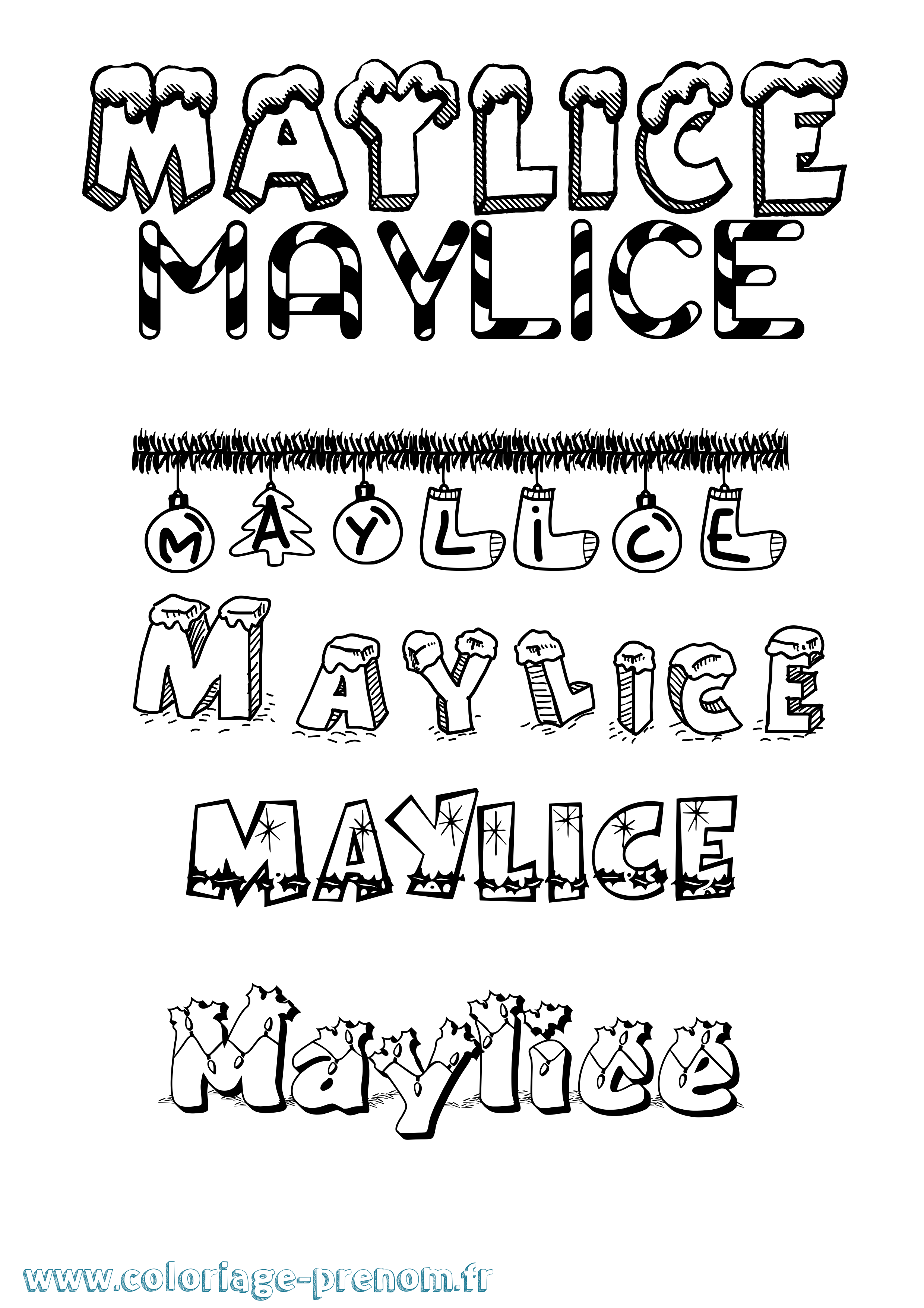 Coloriage Maylice Noël Coloriage prénom Maylice Noël