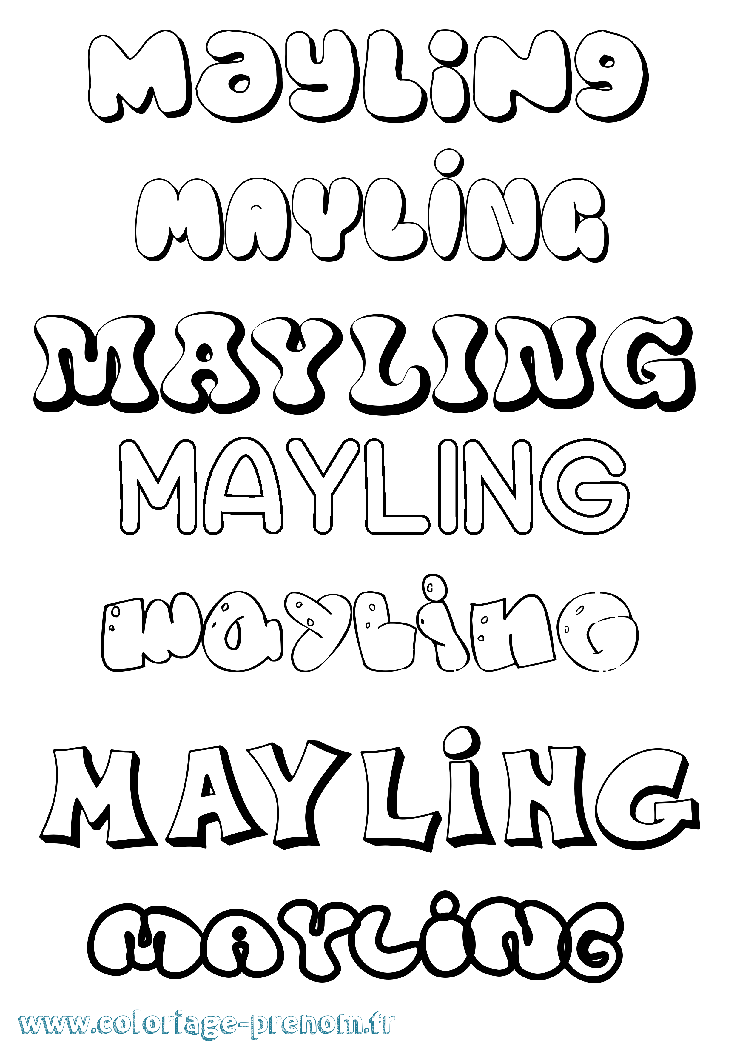Coloriage Mayling Bubble Coloriage prénom Mayling Bubble