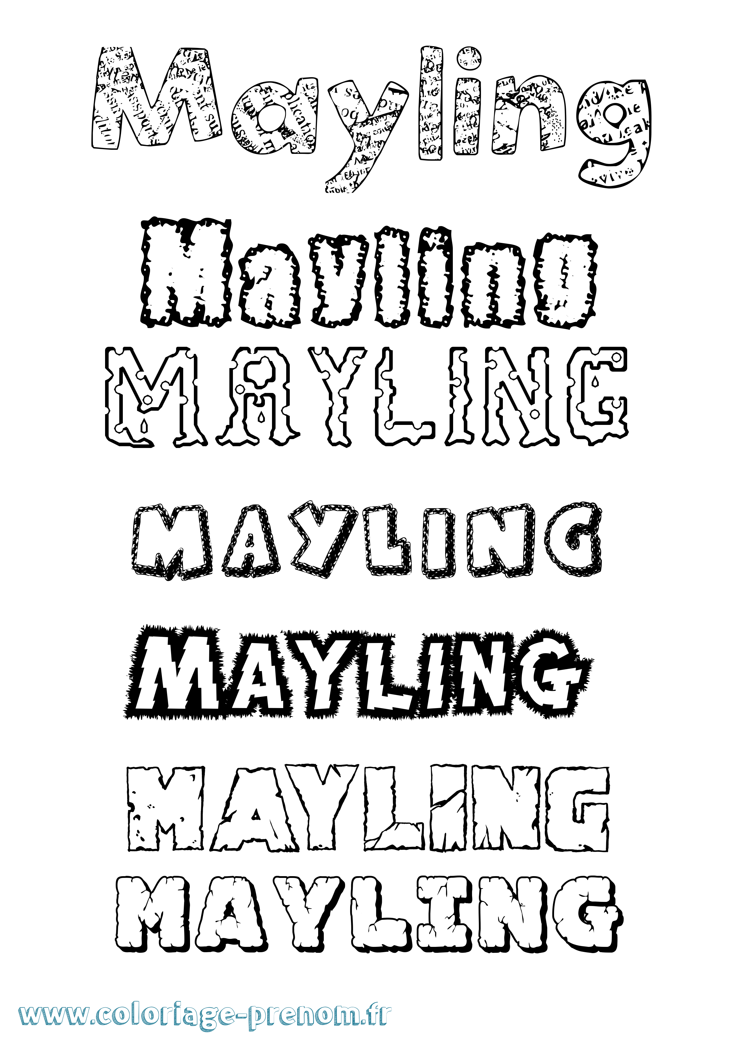 Coloriage Mayling Destructuré Coloriage prénom Mayling Destructuré
