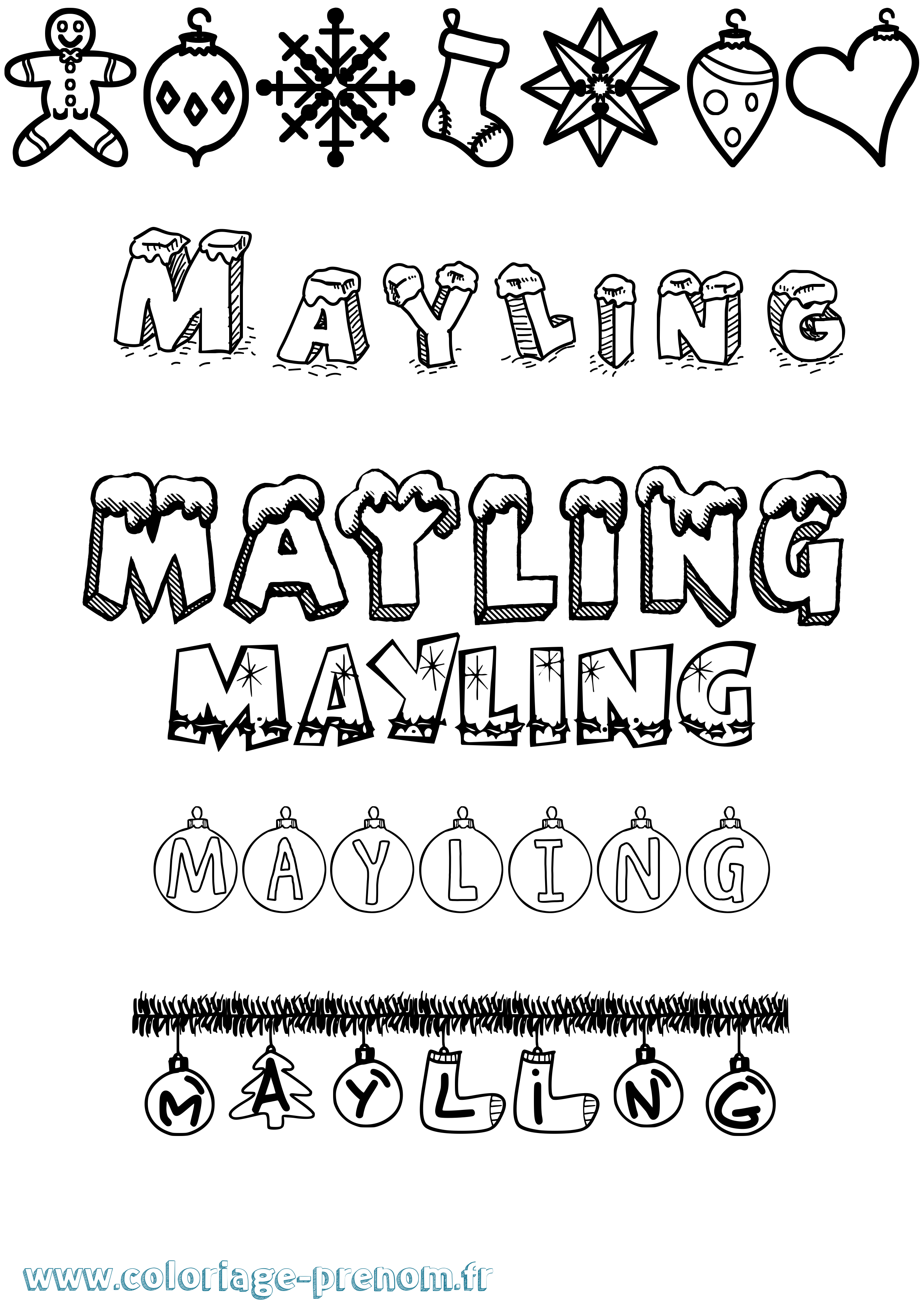 Coloriage Mayling Noël Coloriage prénom Mayling Noël