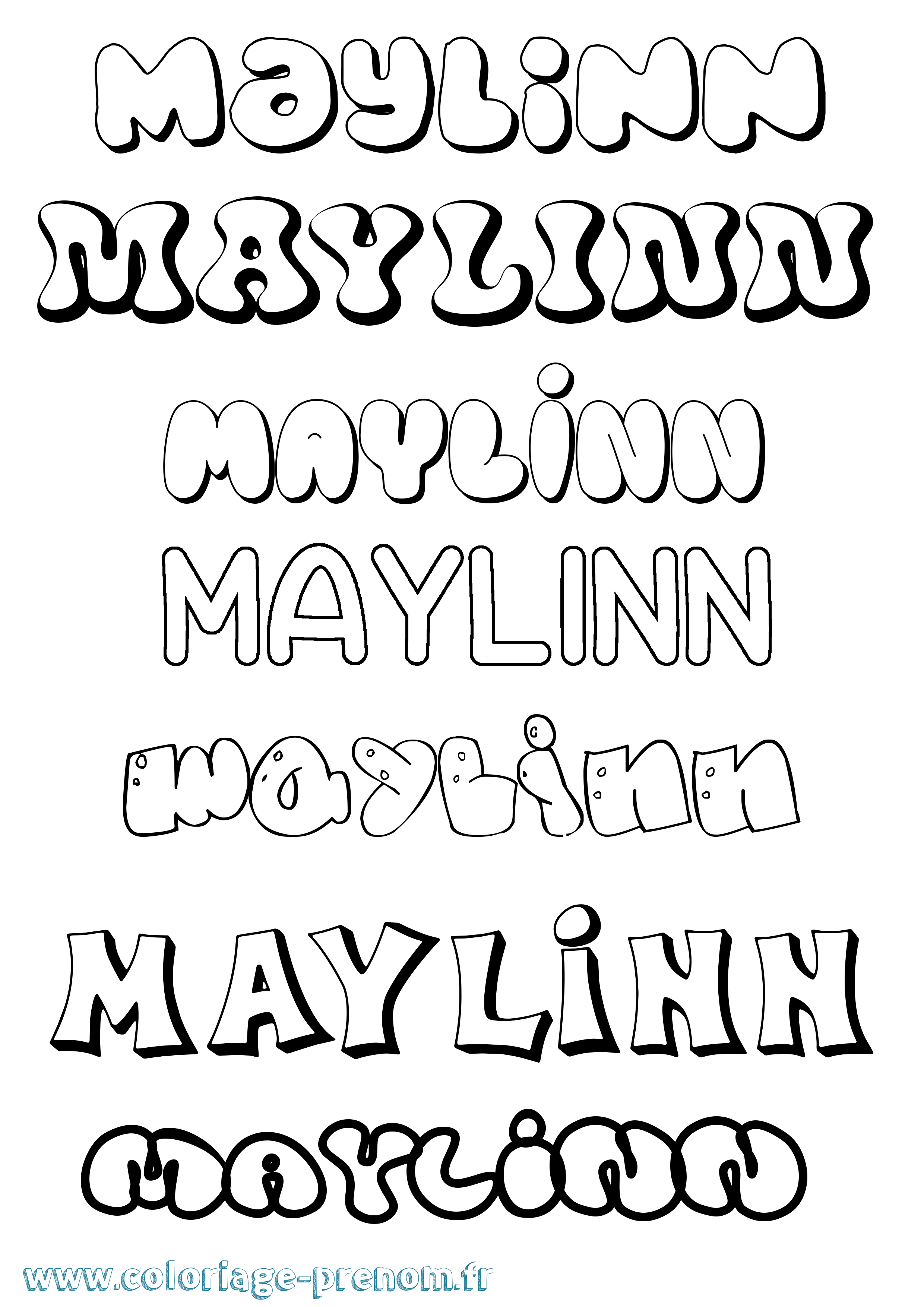 Coloriage Maylinn Bubble Coloriage prénom Maylinn Bubble