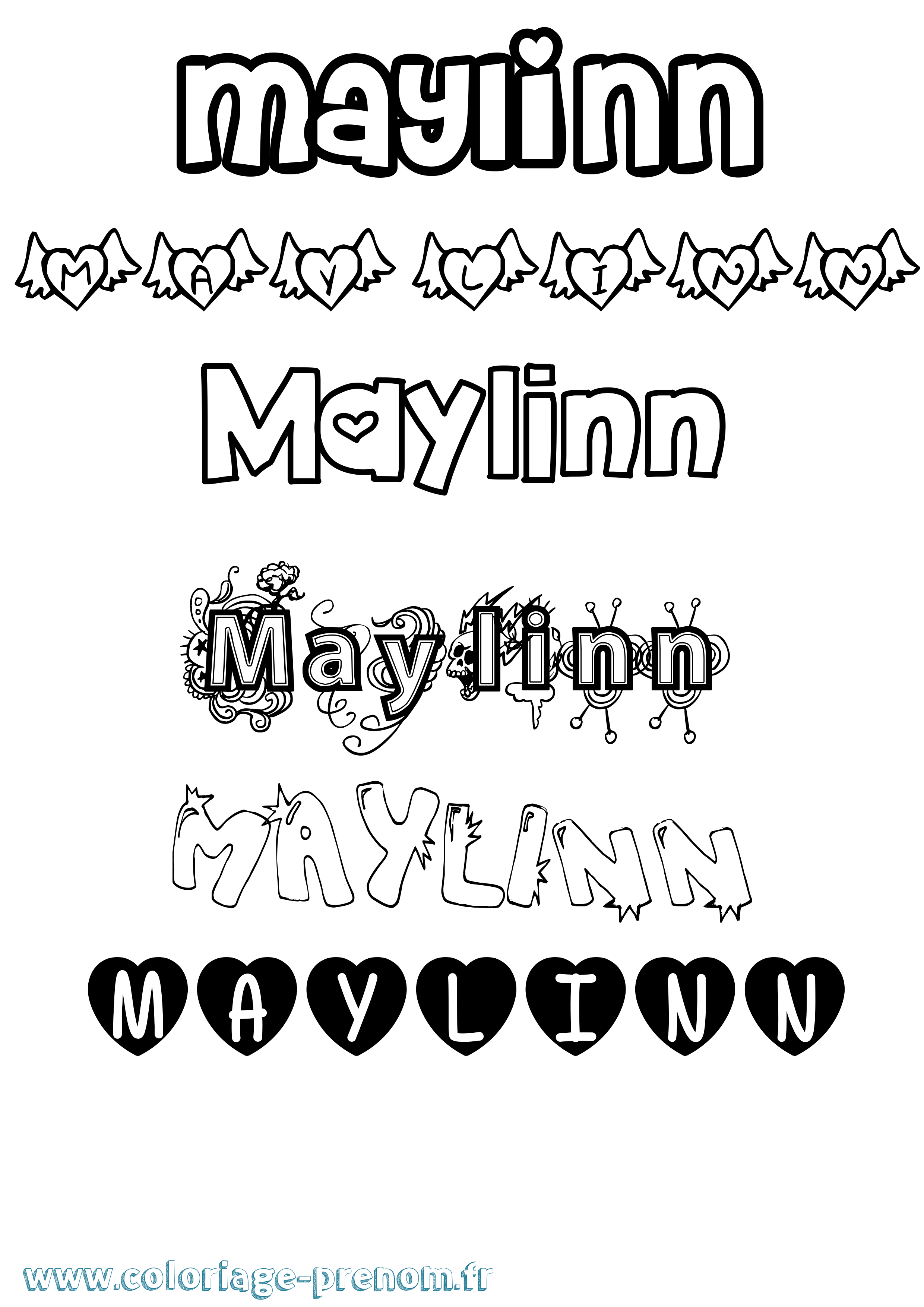 Coloriage Maylinn Girly Coloriage prénom Maylinn Girly