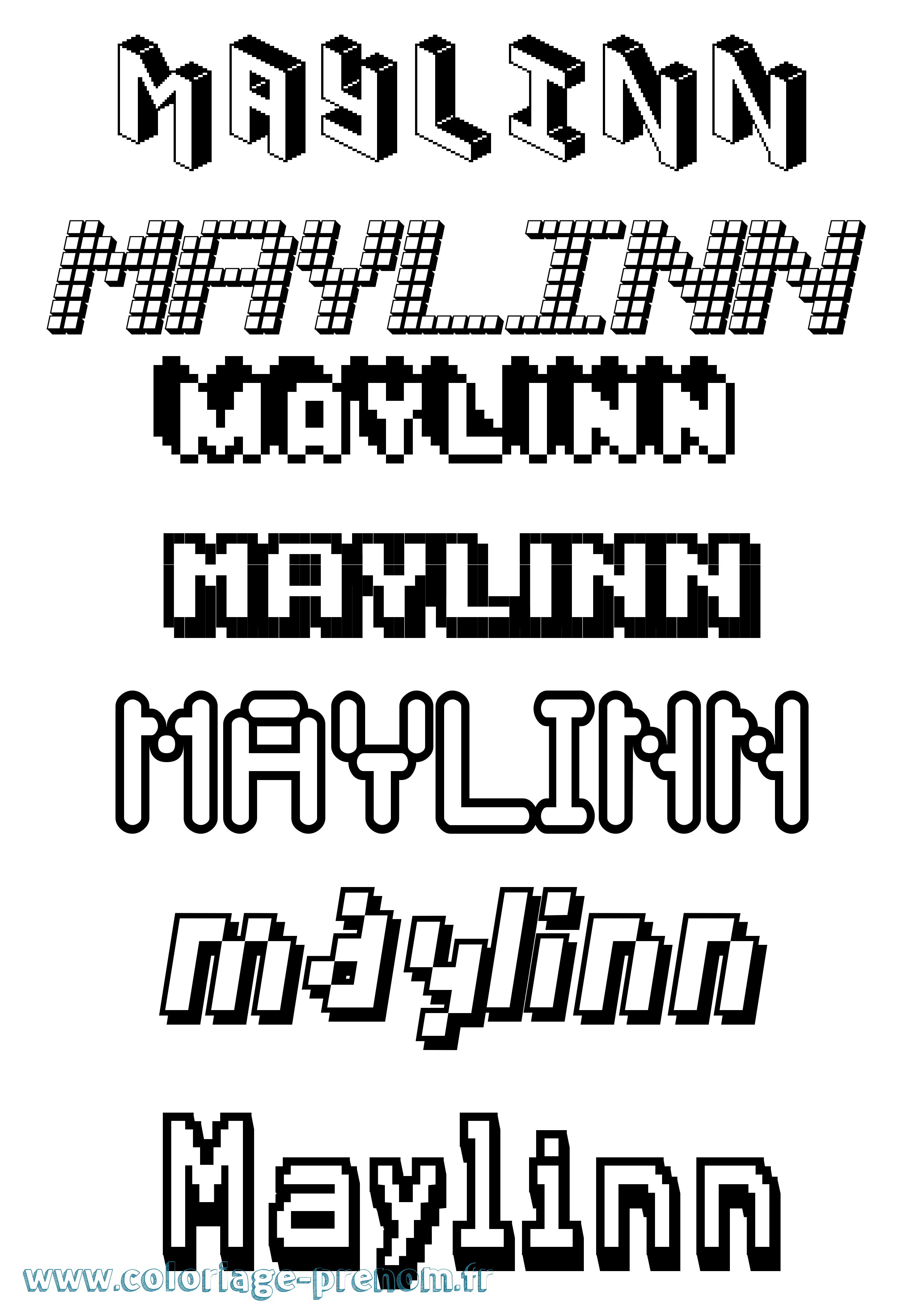 Coloriage Maylinn Pixel Coloriage prénom Maylinn Pixel