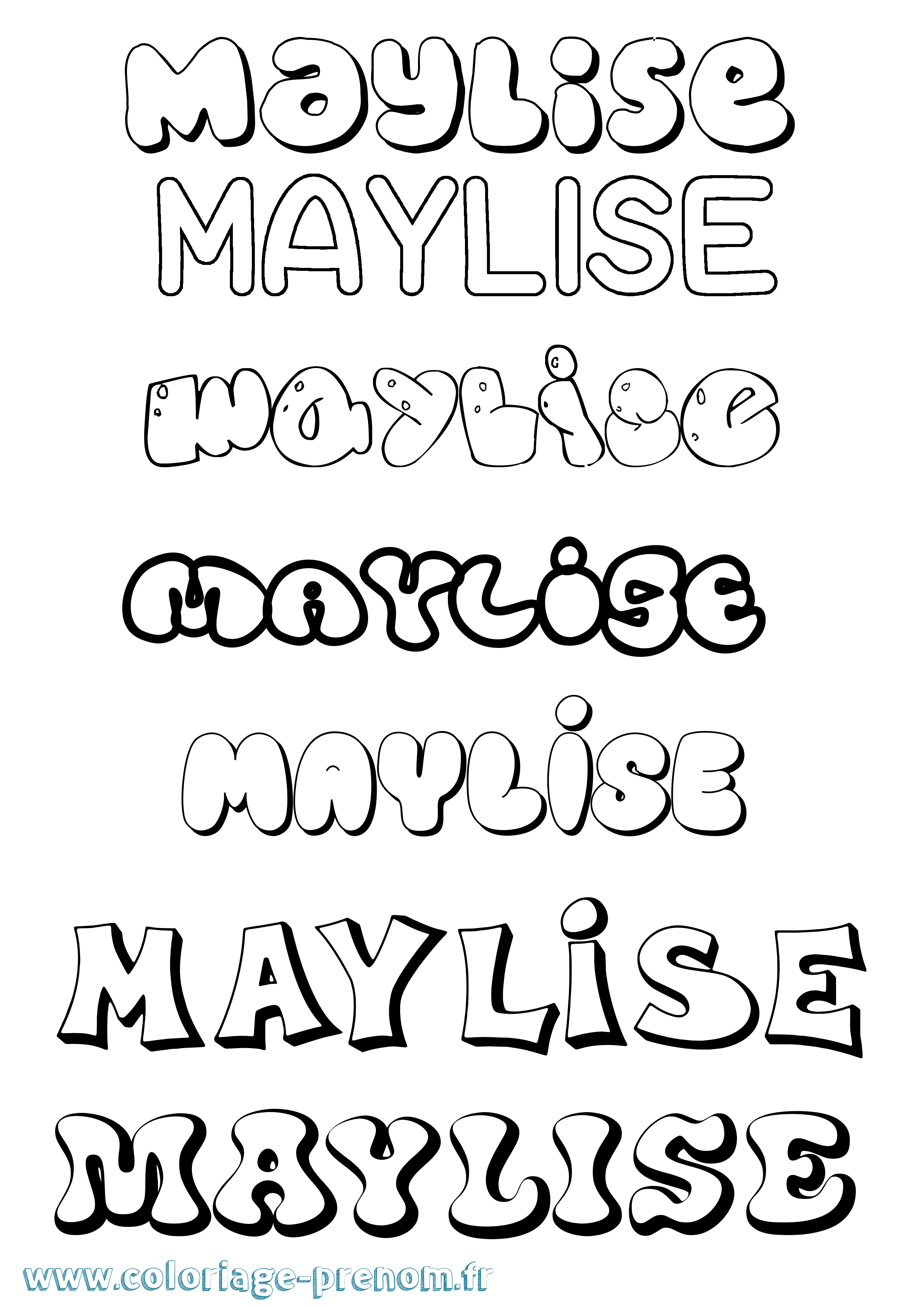 Coloriage Maylise Bubble Coloriage prénom Maylise Bubble