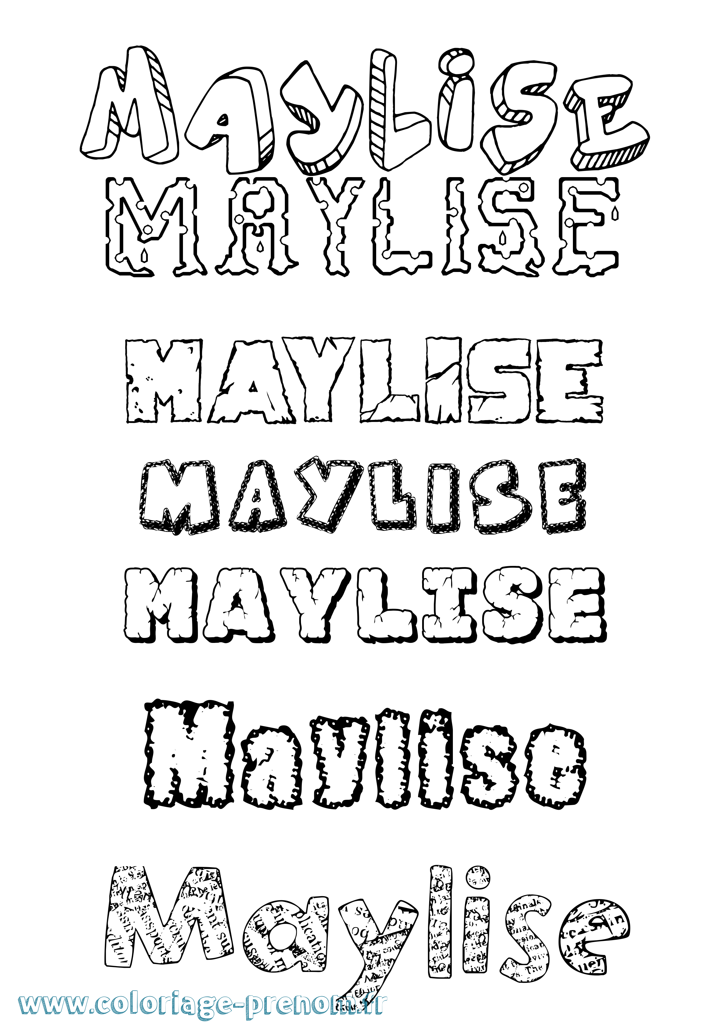 Coloriage Maylise Destructuré Coloriage prénom Maylise Destructuré