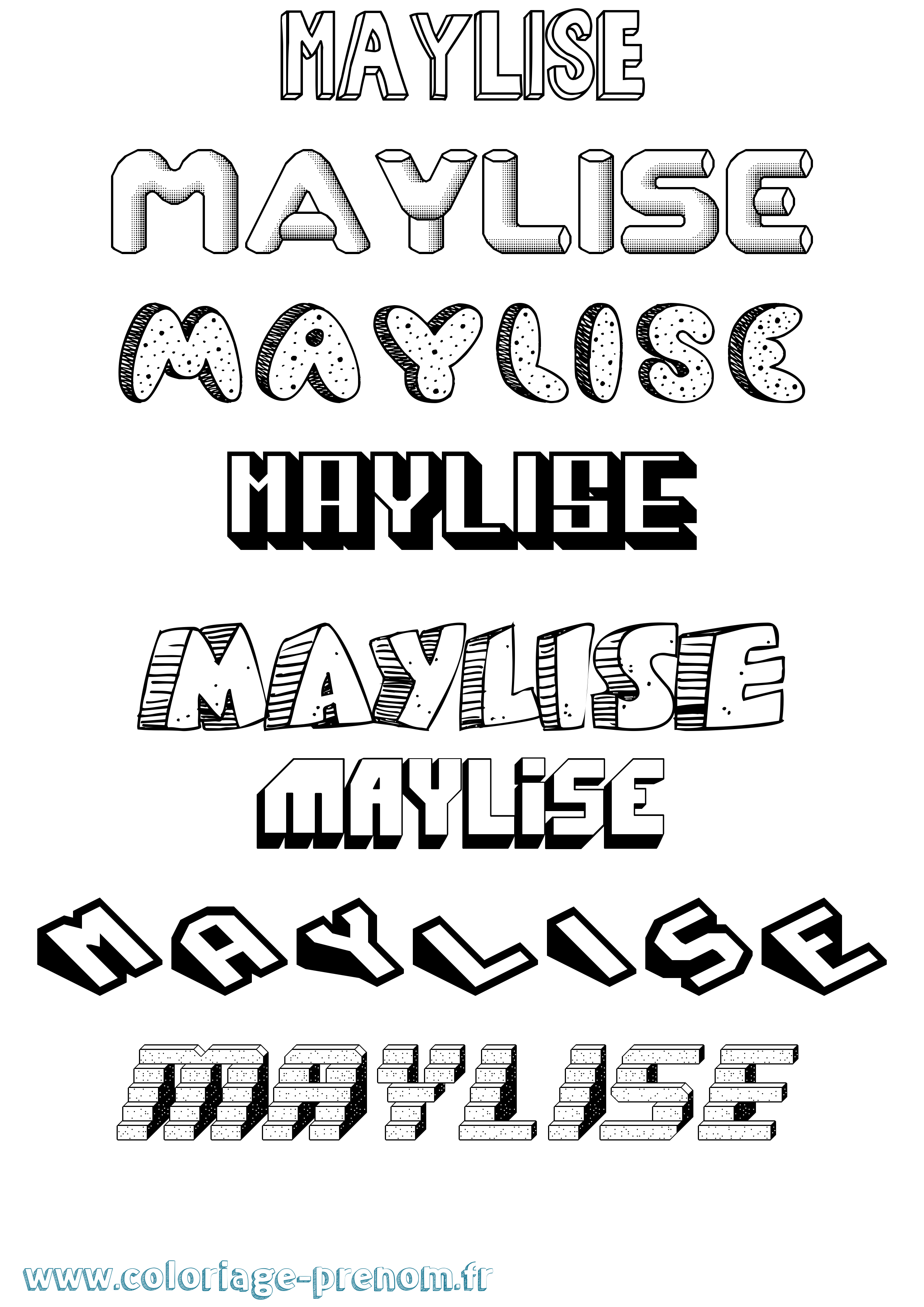 Coloriage Maylise Effet 3D Coloriage prénom Maylise Effet 3D