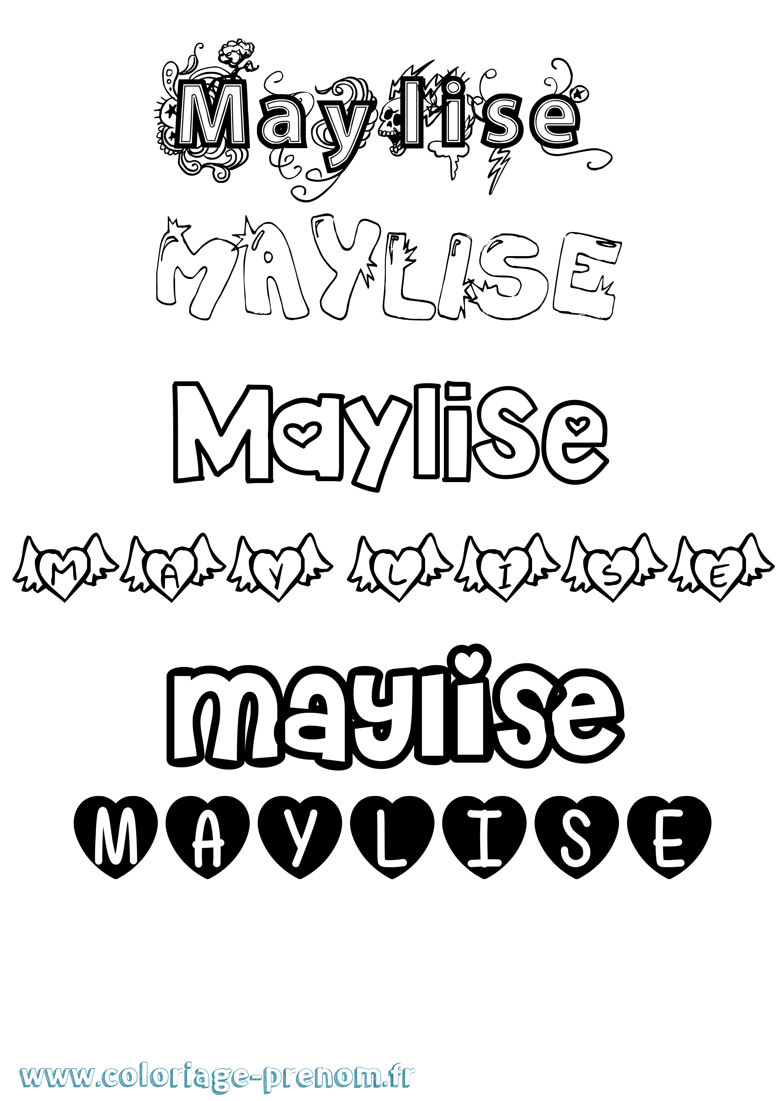 Coloriage Maylise Girly Coloriage prénom Maylise Girly