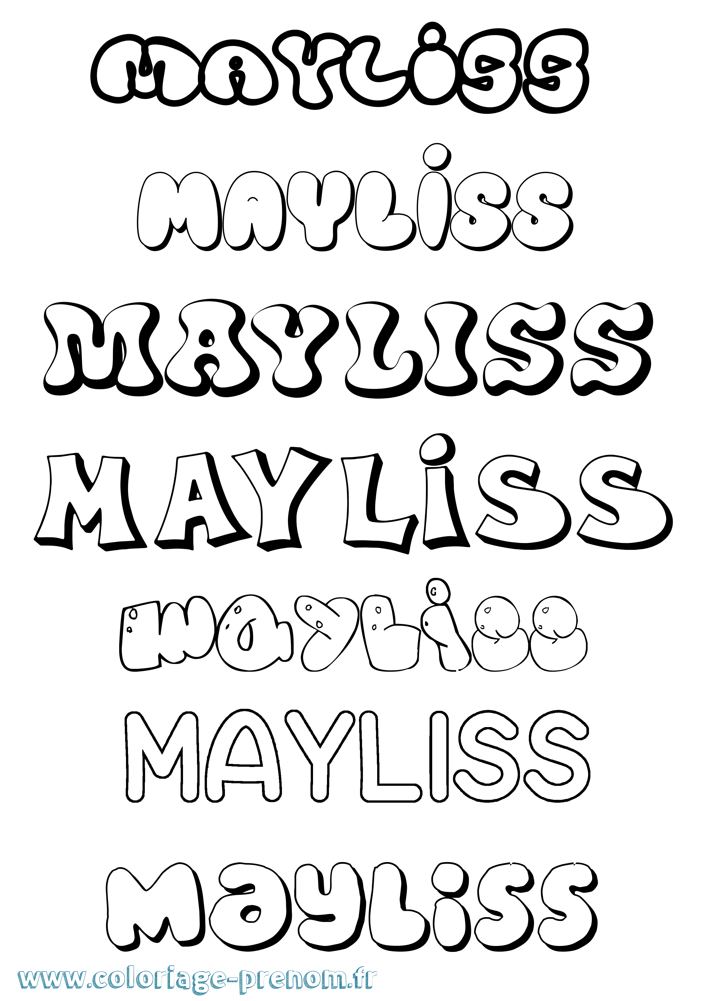 Coloriage Mayliss Bubble Coloriage prénom Mayliss Bubble