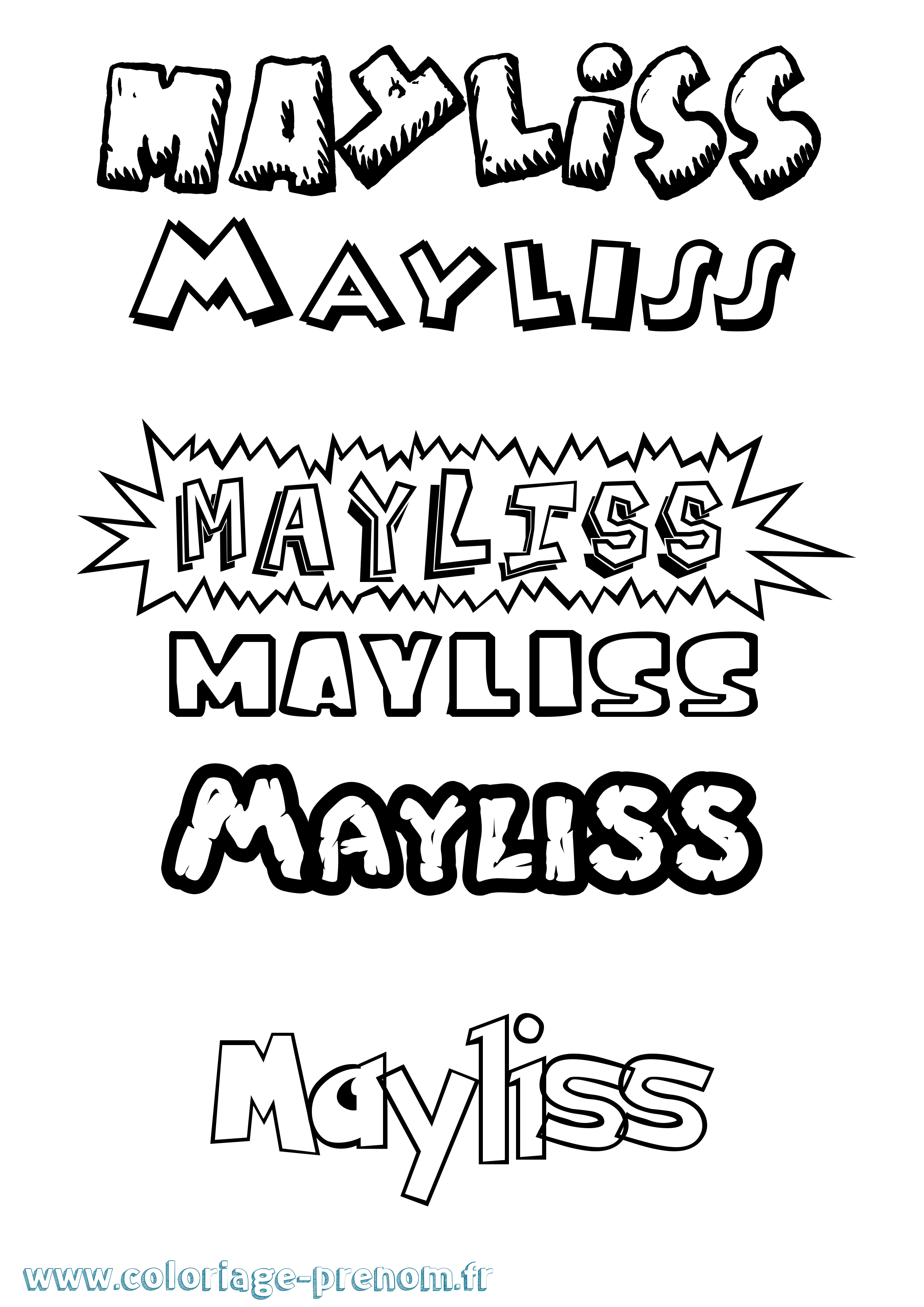 Coloriage Mayliss Dessin Animé Coloriage prénom Mayliss Dessin Animé