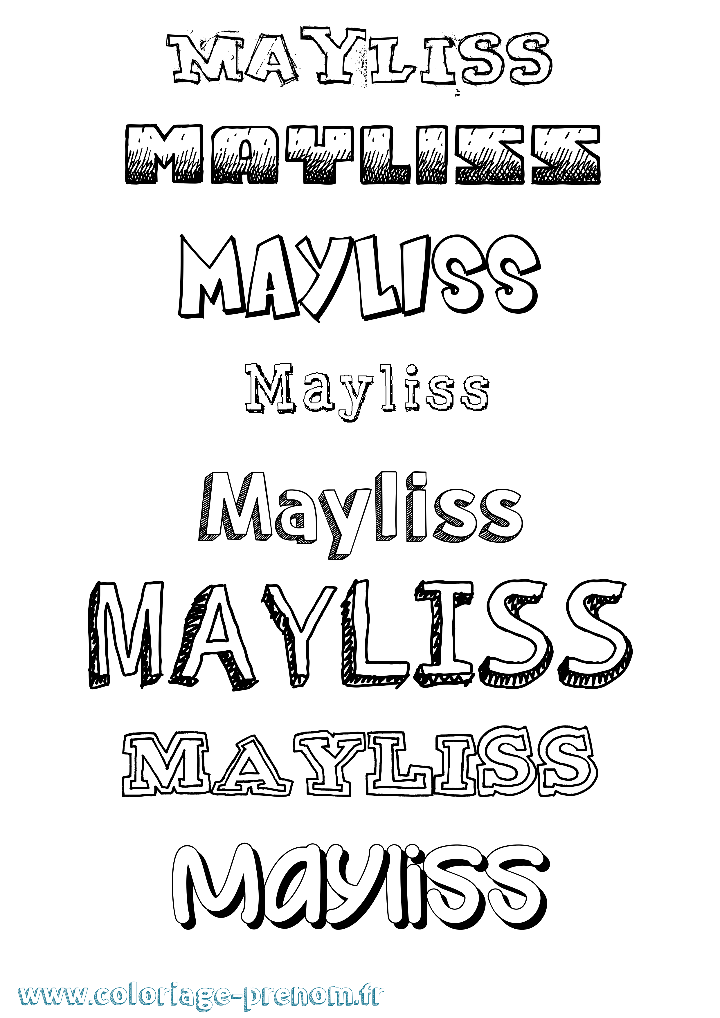 Coloriage Mayliss Dessiné Coloriage prénom Mayliss Dessiné