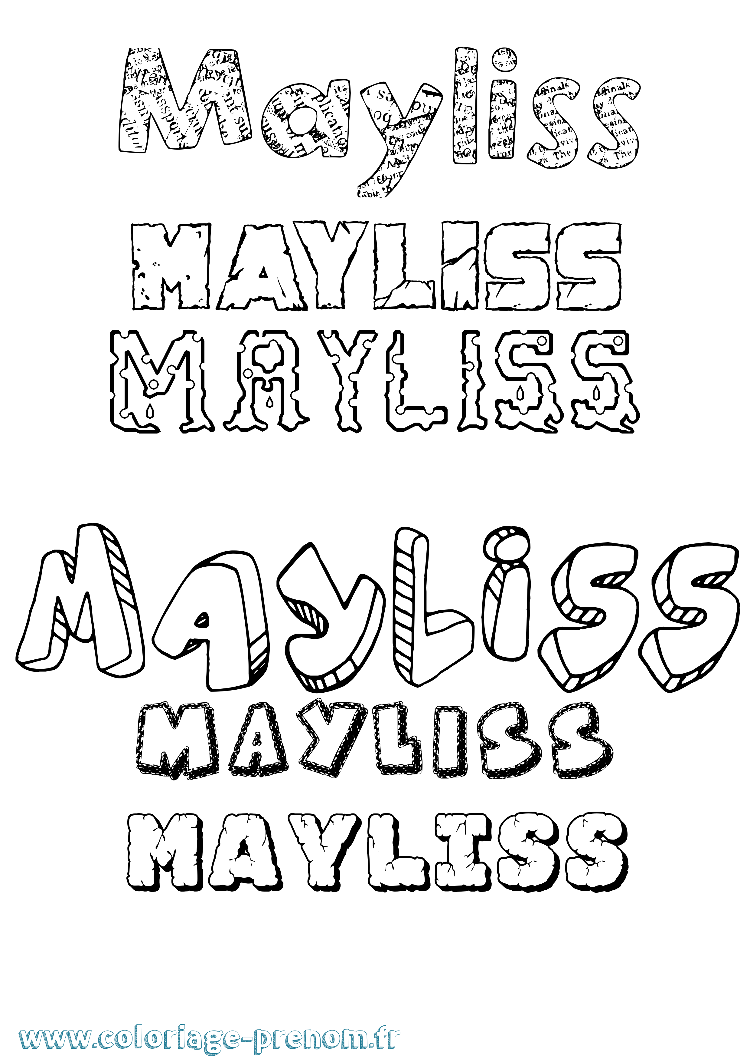 Coloriage Mayliss Destructuré Coloriage prénom Mayliss Destructuré