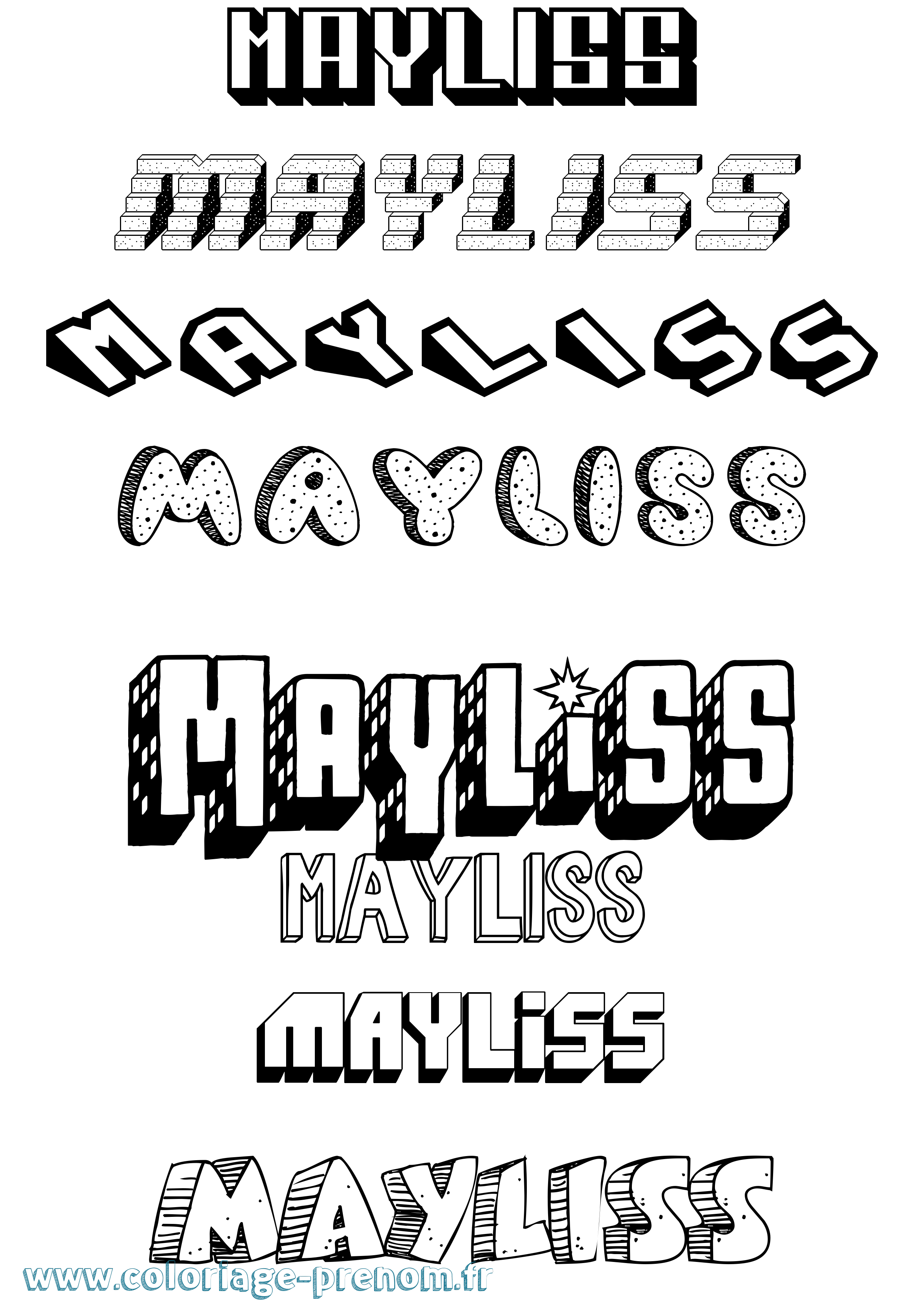 Coloriage Mayliss Effet 3D Coloriage prénom Mayliss Effet 3D