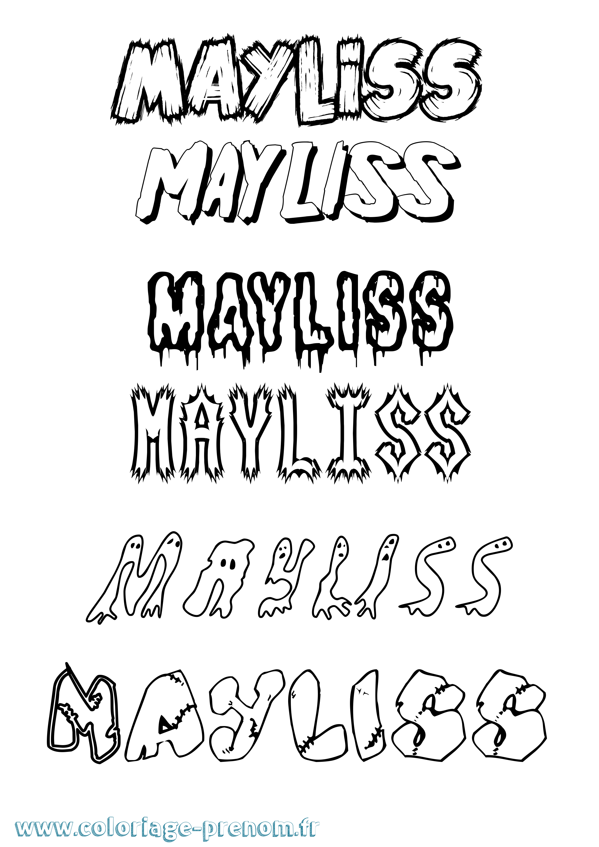 Coloriage Mayliss Frisson Coloriage prénom Mayliss Frisson