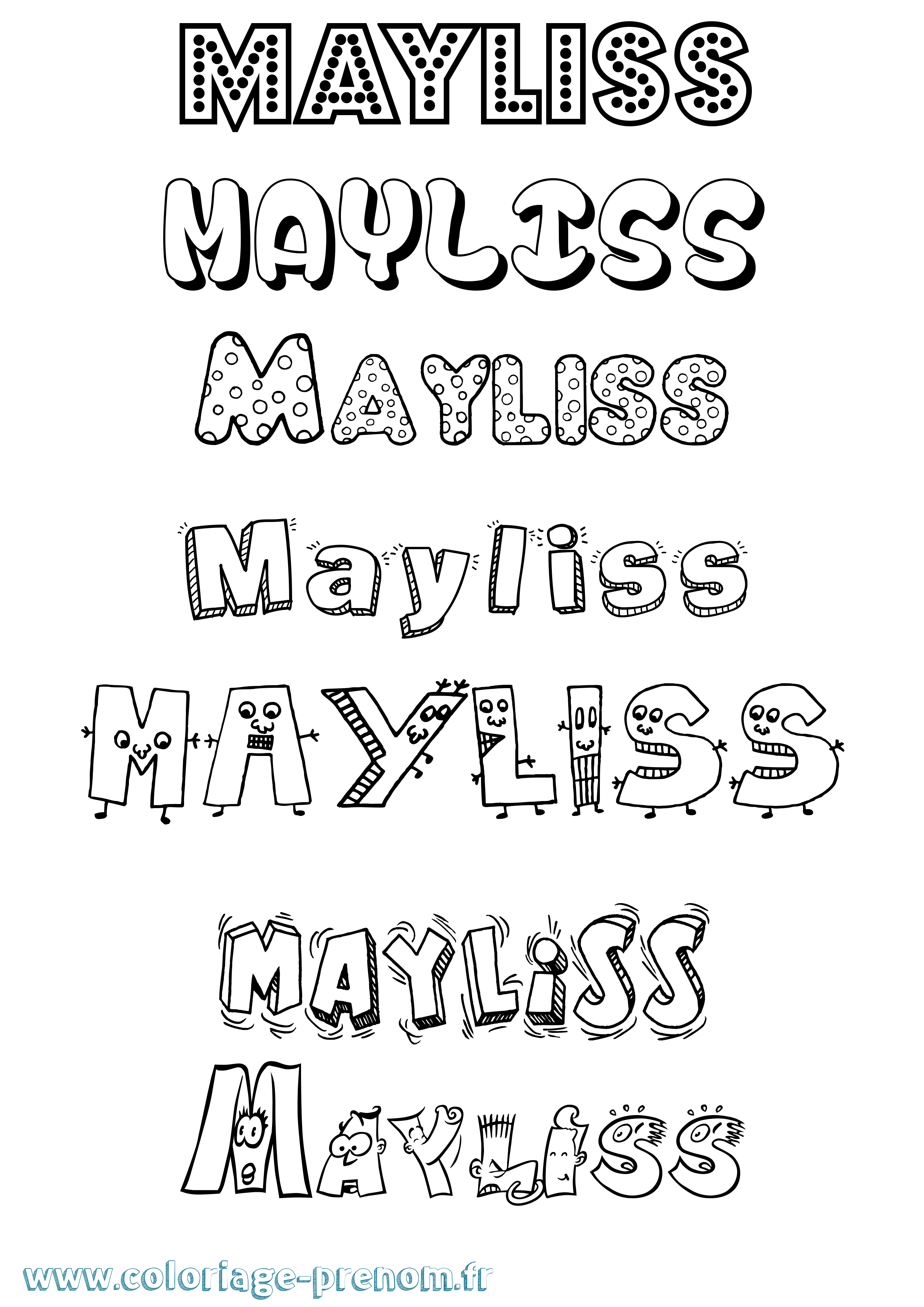 Coloriage Mayliss Fun Coloriage prénom Mayliss Fun