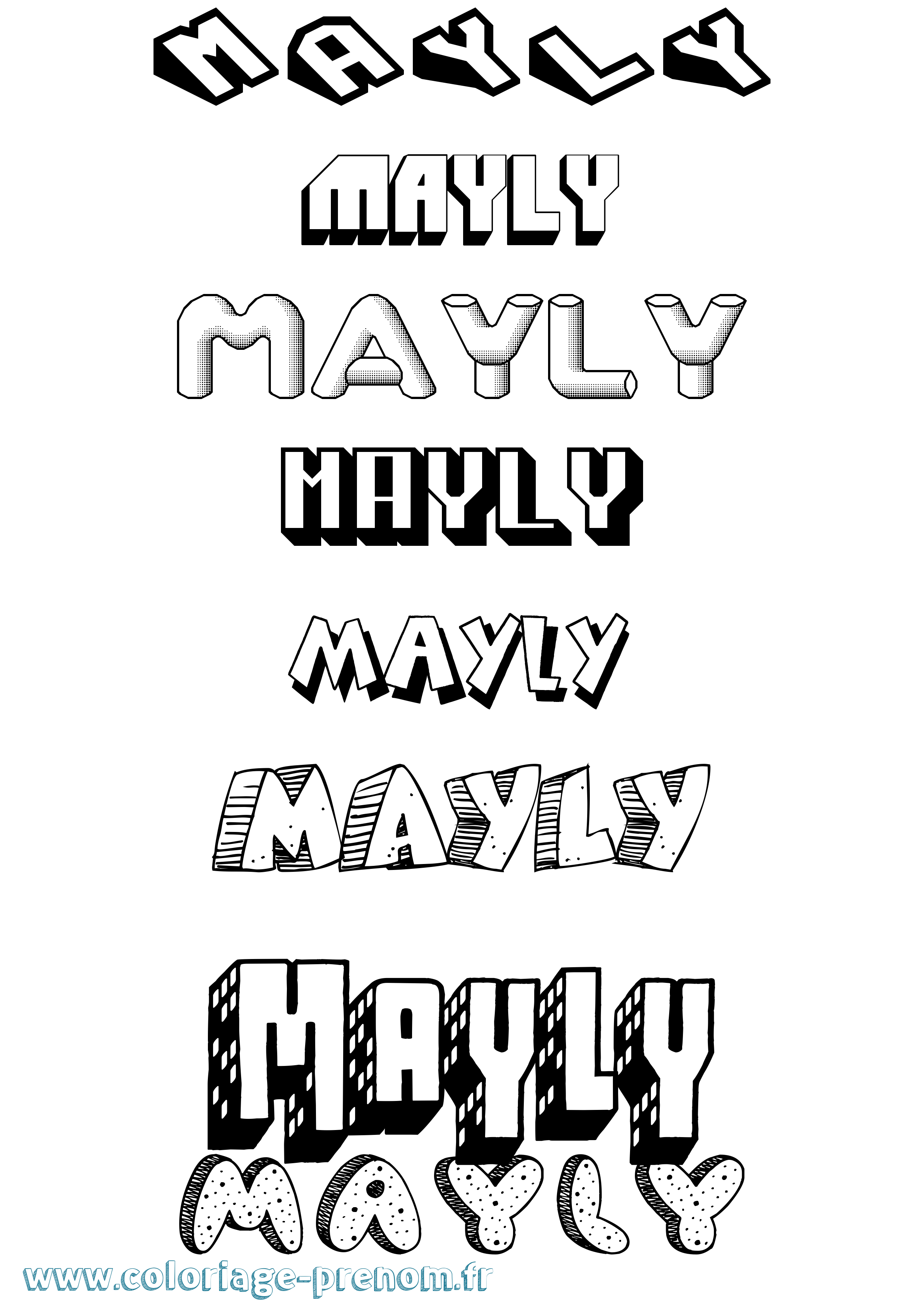 Coloriage Mayly Effet 3D Coloriage prénom Mayly Effet 3D