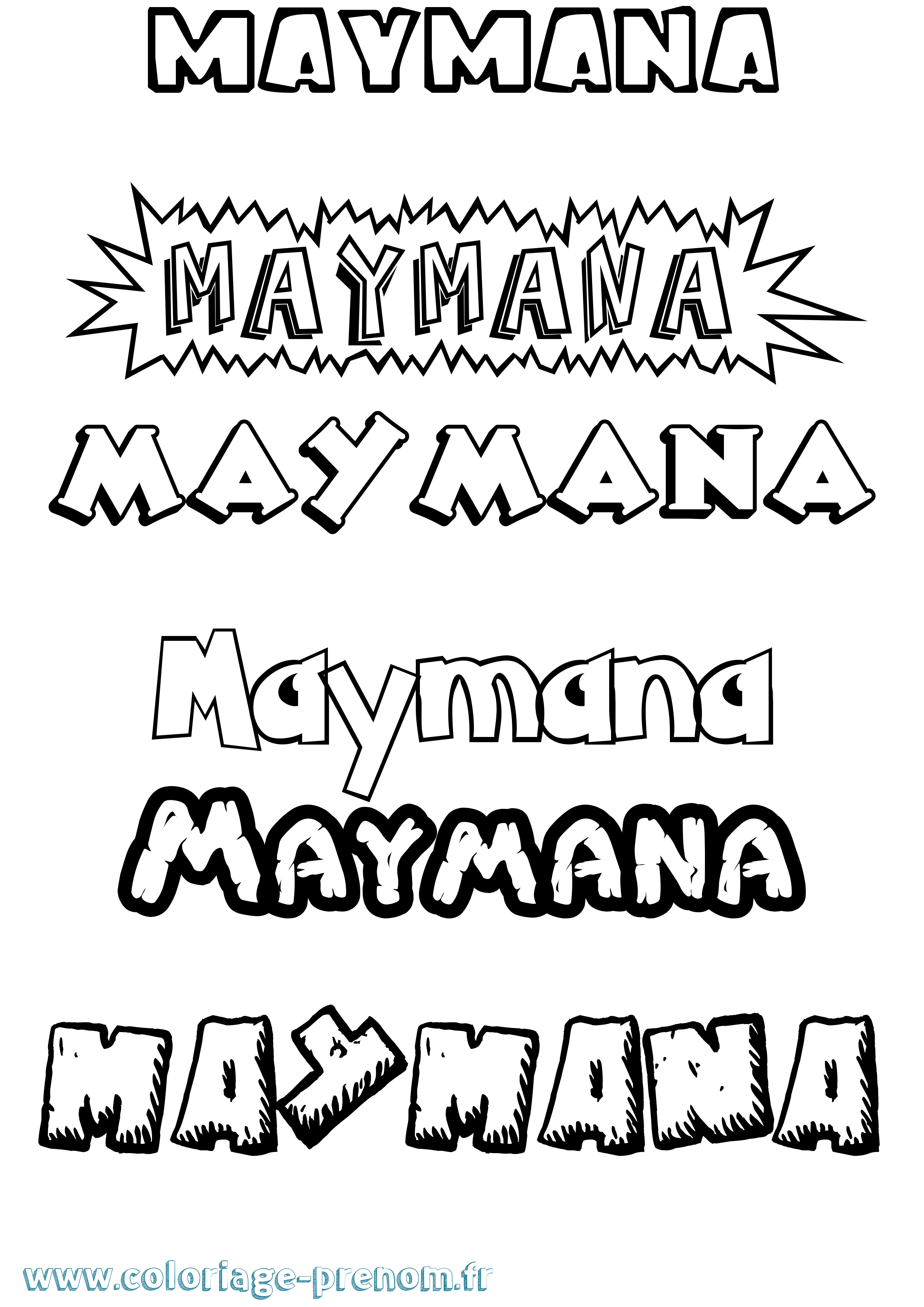 Coloriage Maymana Dessin Animé Coloriage prénom Maymana Dessin Animé