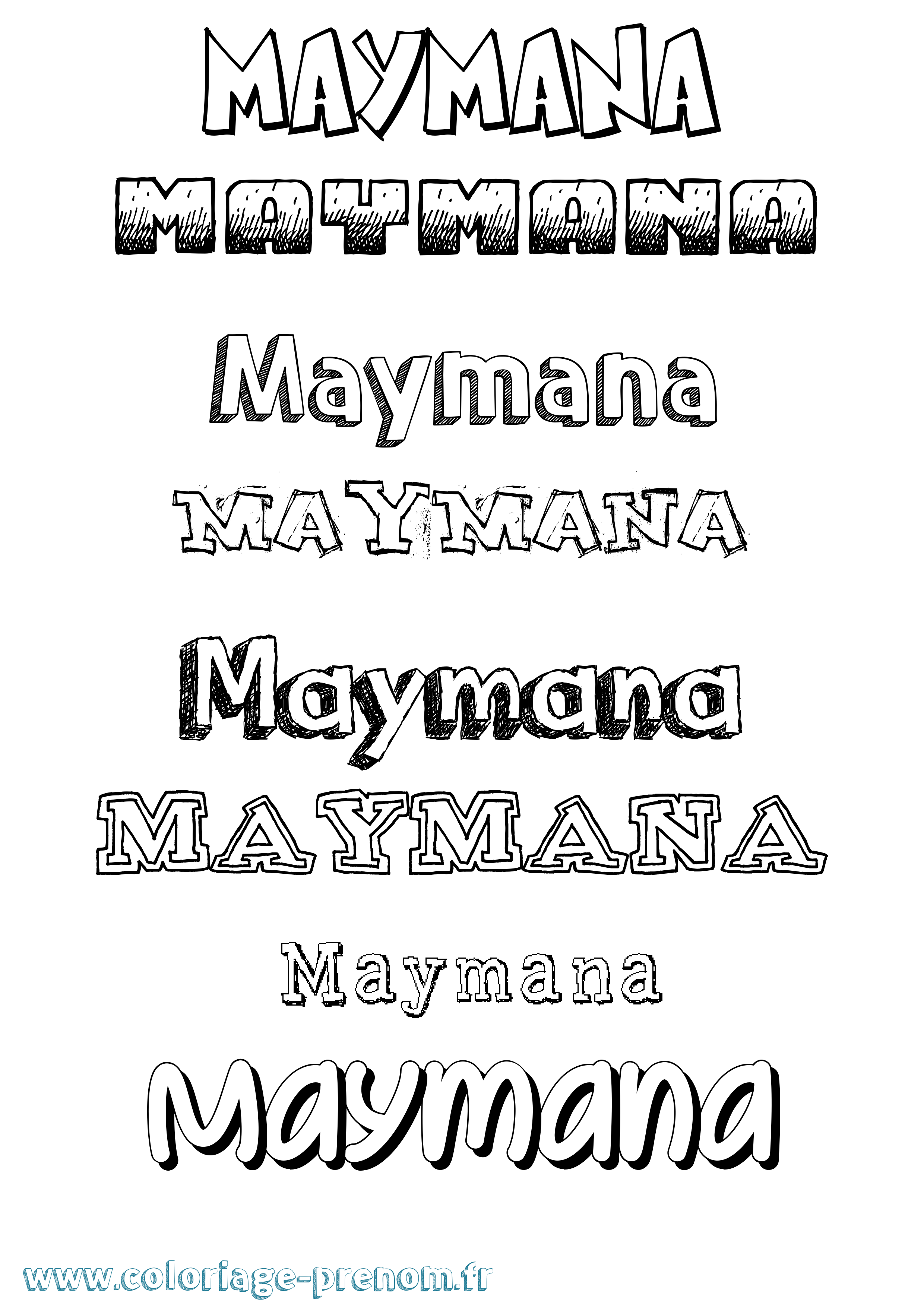Coloriage Maymana Dessiné Coloriage prénom Maymana Dessiné