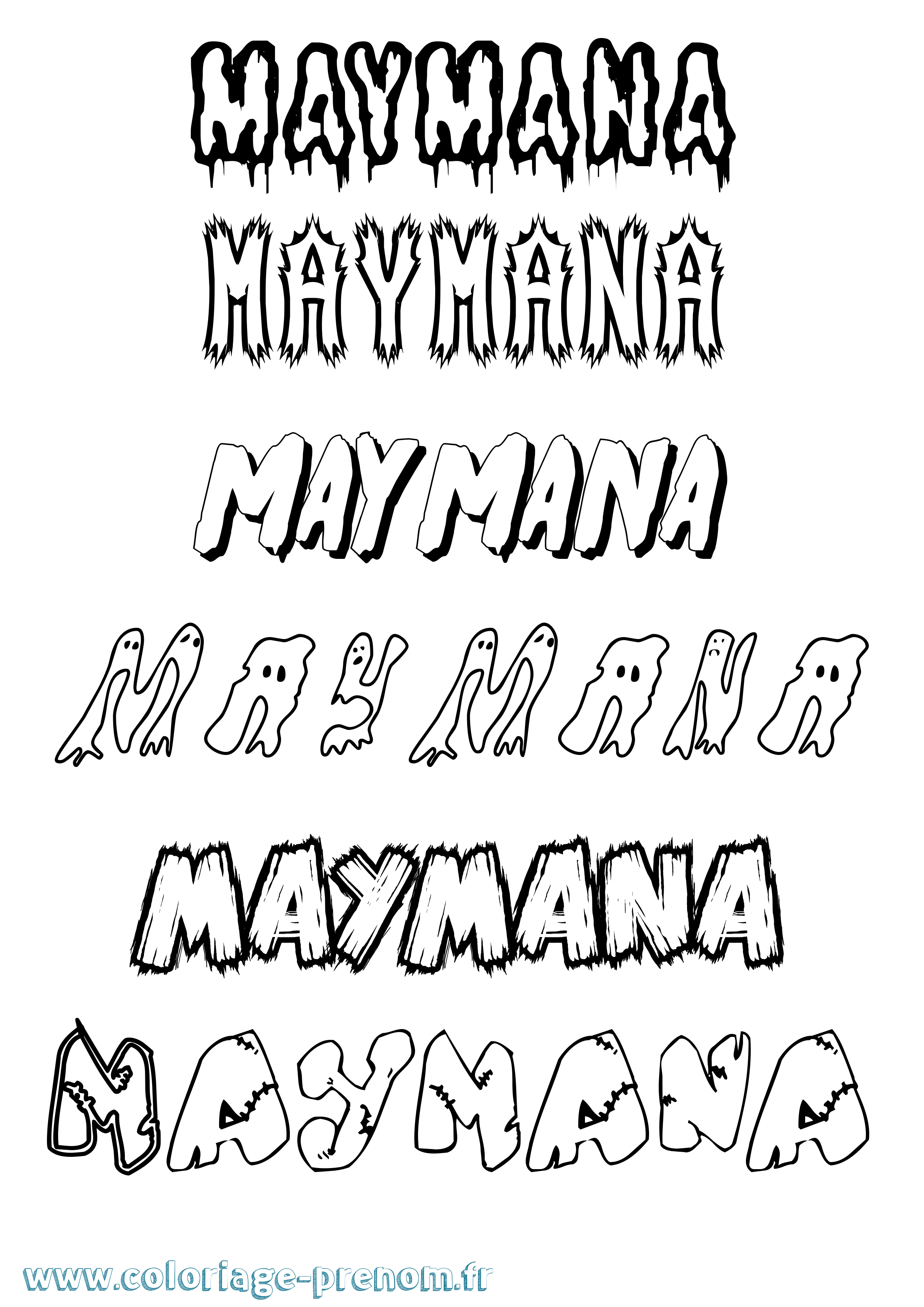 Coloriage Maymana Frisson Coloriage prénom Maymana Frisson