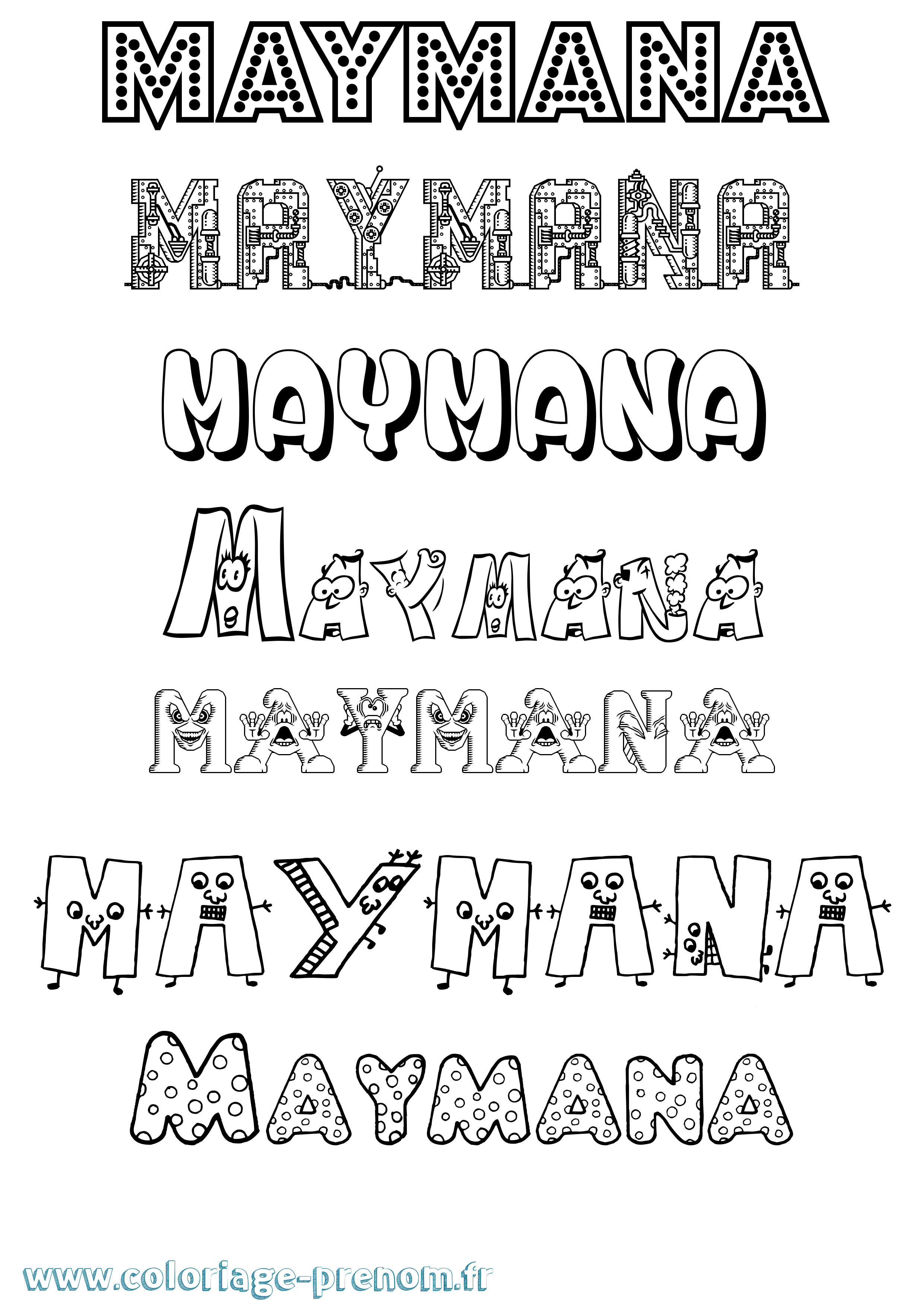 Coloriage Maymana Fun Coloriage prénom Maymana Fun