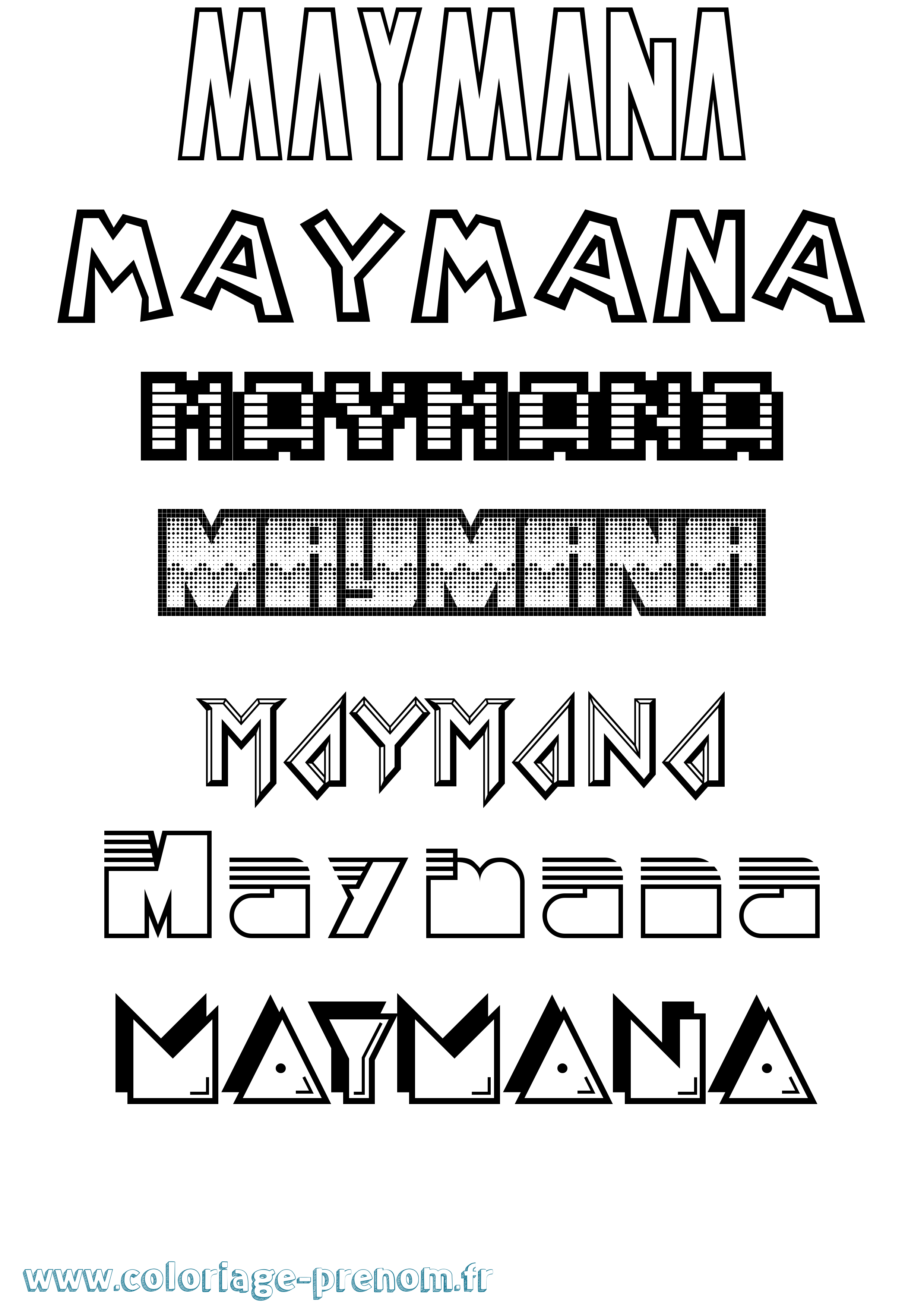 Coloriage Maymana Jeux Vidéos Coloriage prénom Maymana Jeux Vidéos