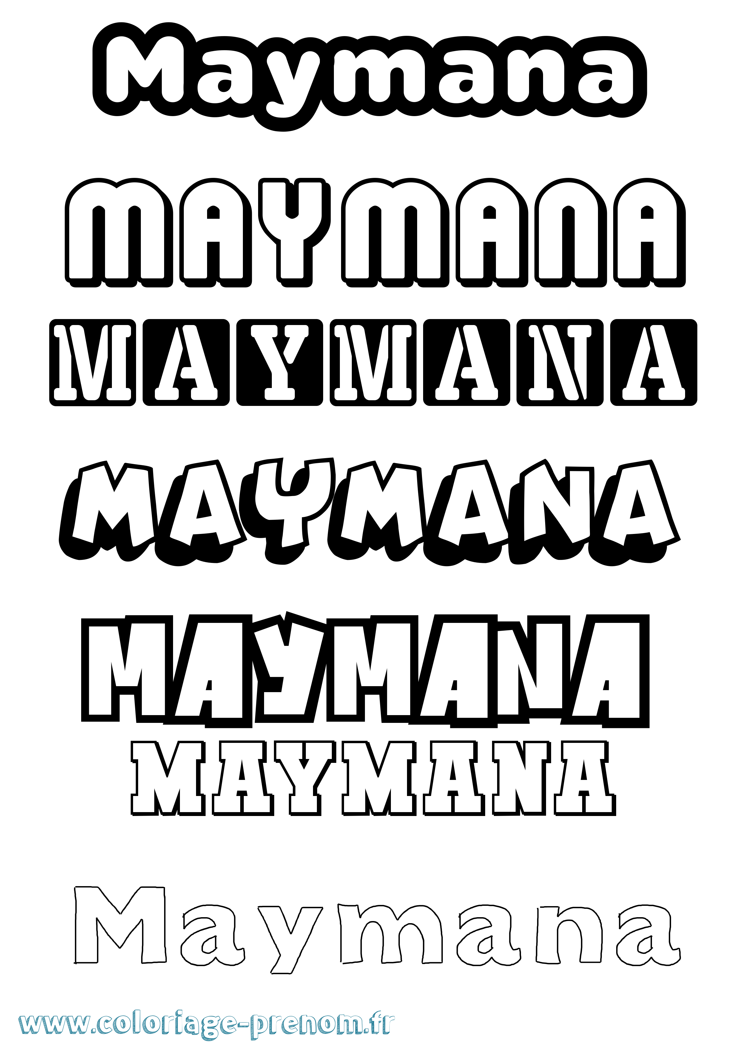 Coloriage Maymana Simple Coloriage prénom Maymana Simple