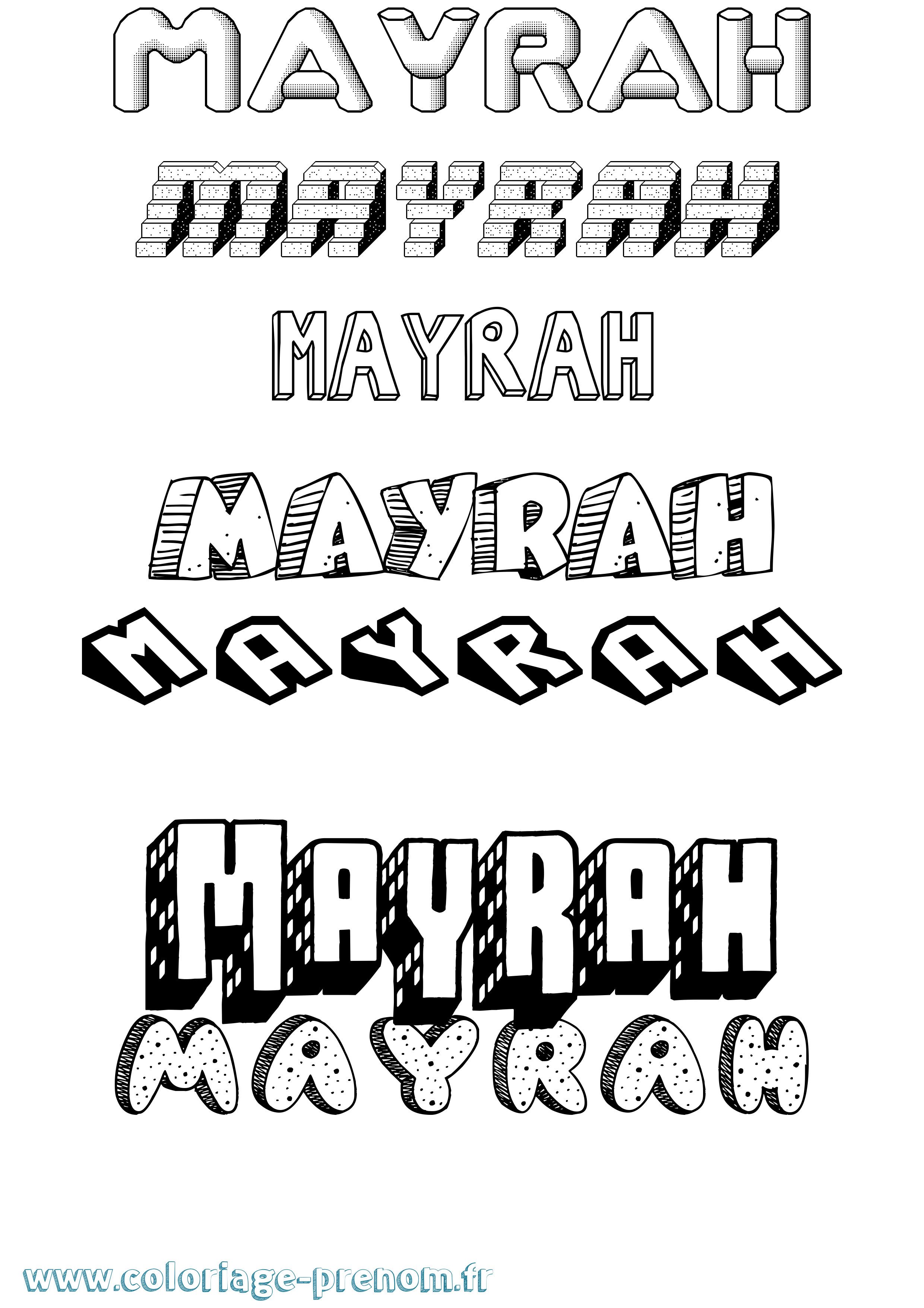 Coloriage Mayrah Effet 3D Coloriage prénom Mayrah Effet 3D