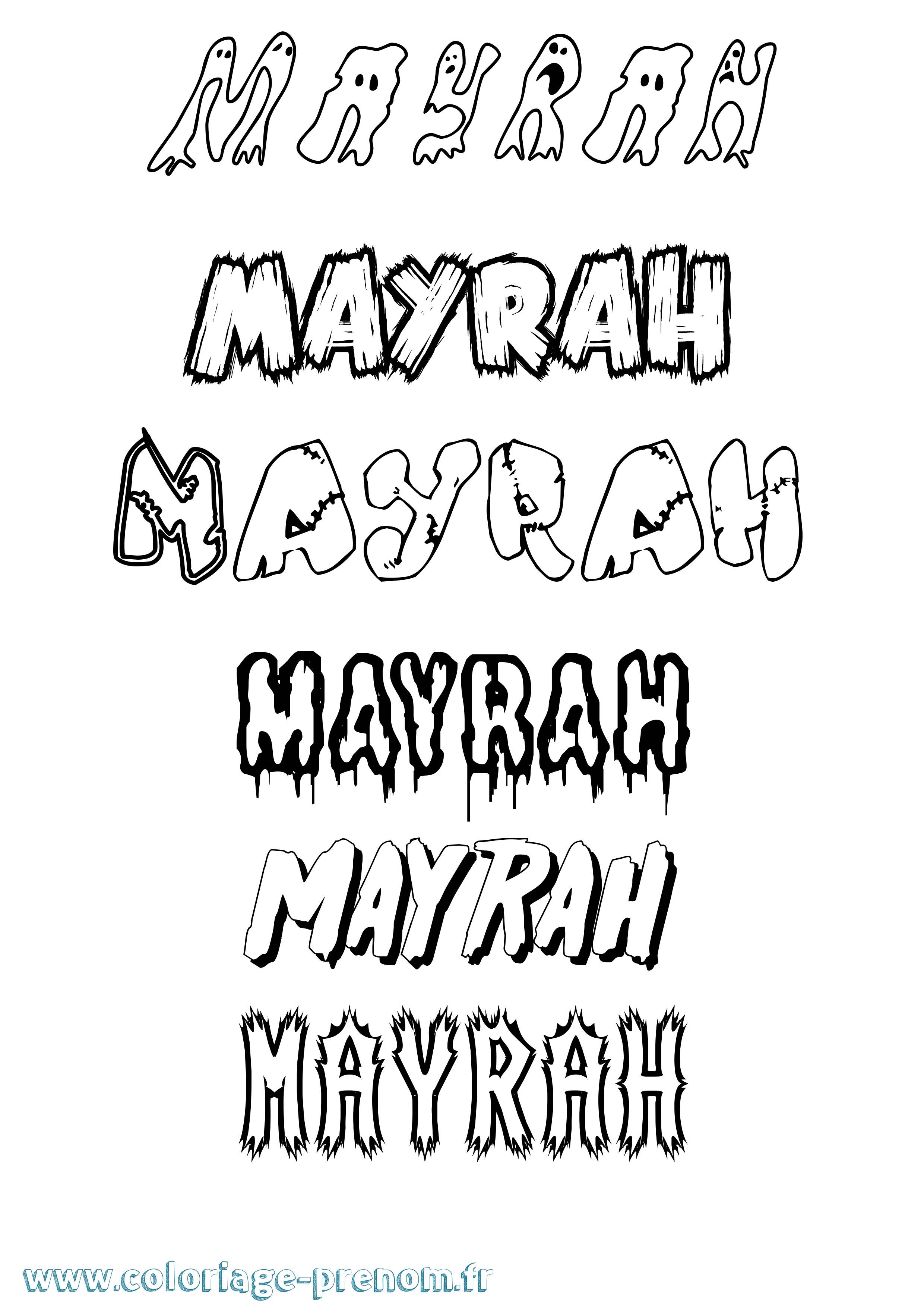 Coloriage Mayrah Frisson Coloriage prénom Mayrah Frisson