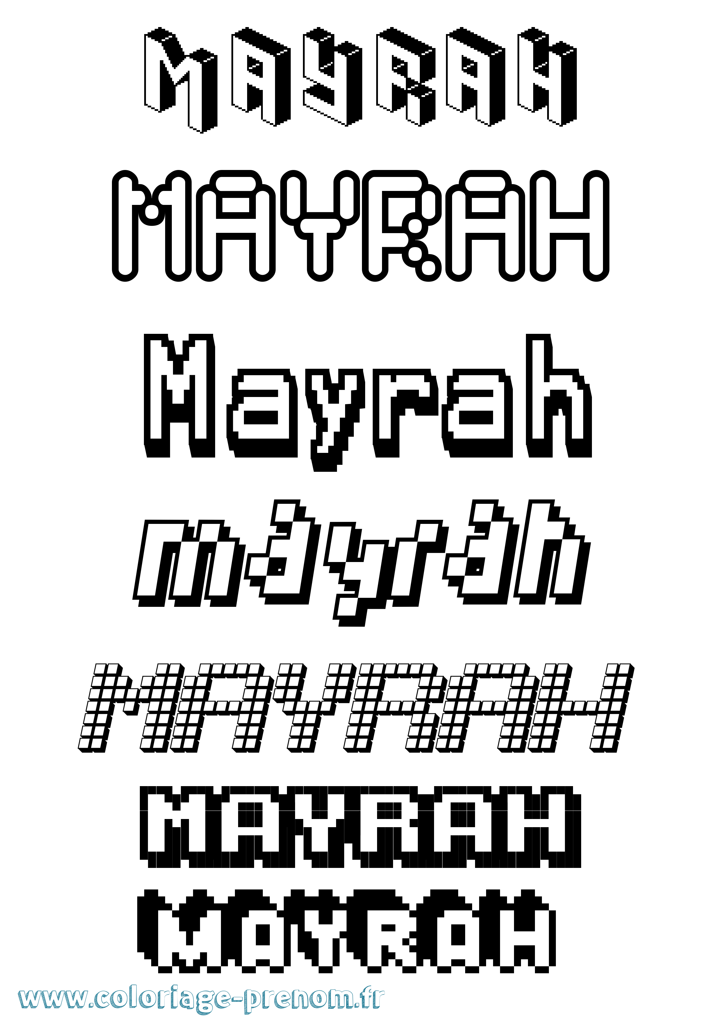 Coloriage Mayrah Pixel Coloriage prénom Mayrah Pixel