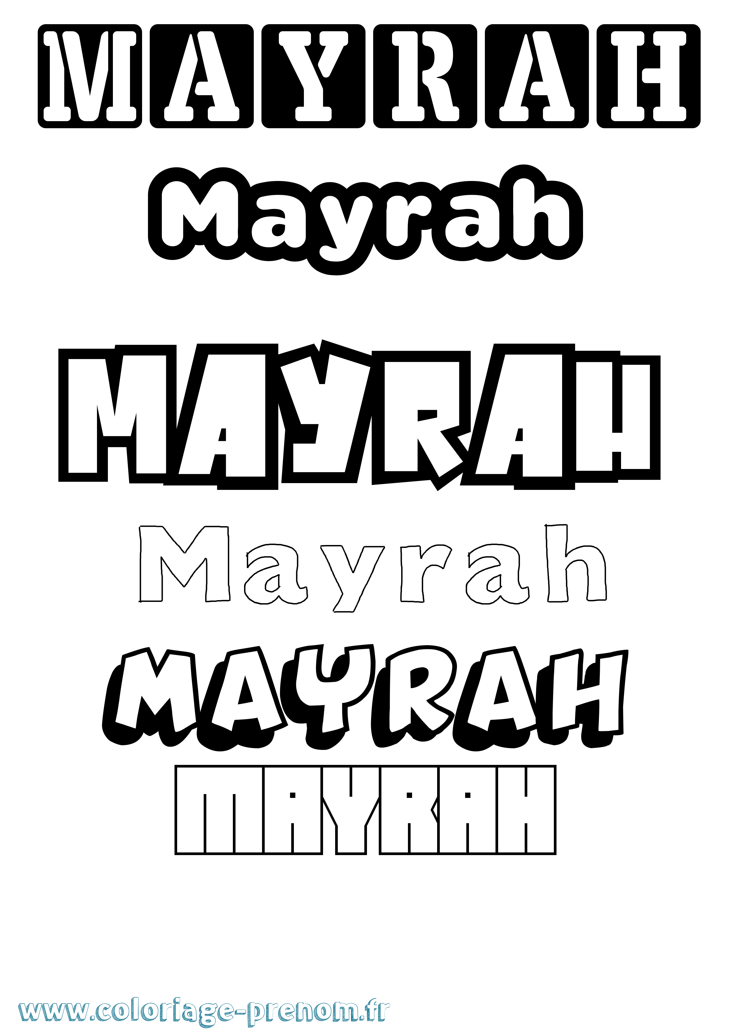 Coloriage Mayrah Simple Coloriage prénom Mayrah Simple