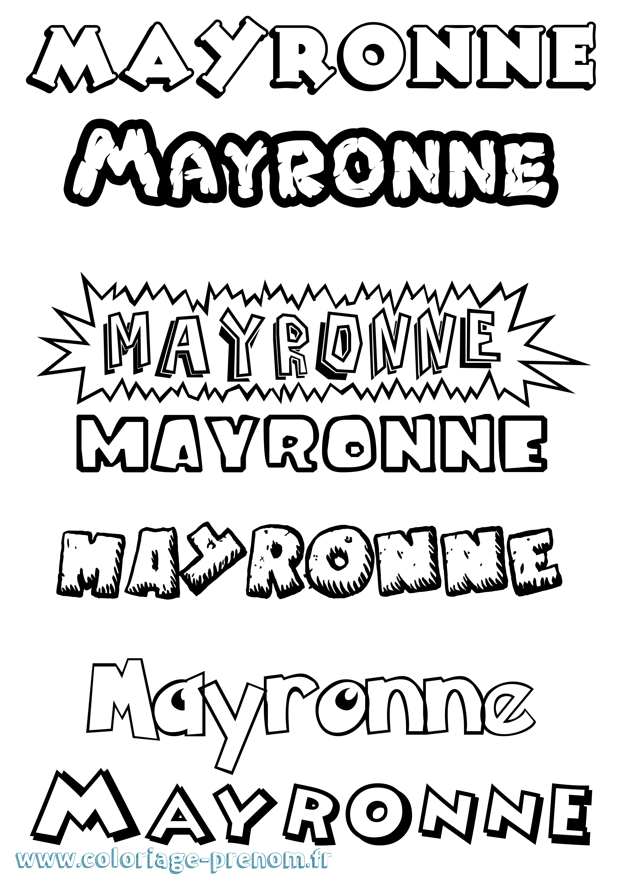 Coloriage Mayronne Dessin Animé Coloriage prénom Mayronne Dessin Animé
