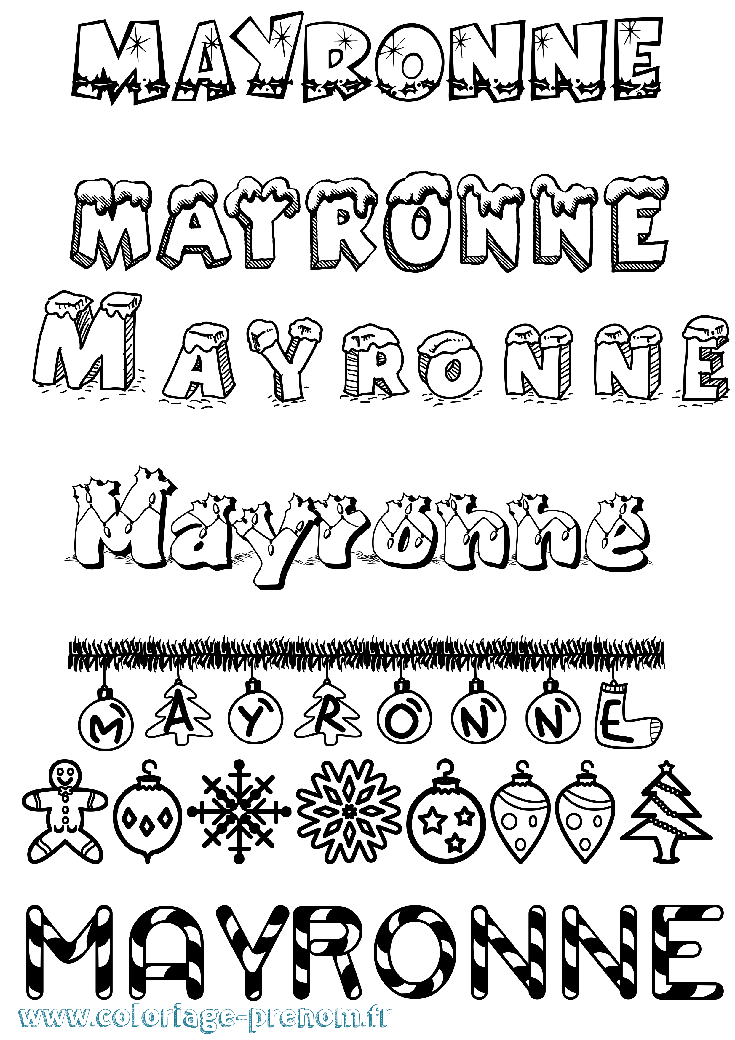 Coloriage Mayronne Noël Coloriage prénom Mayronne Noël
